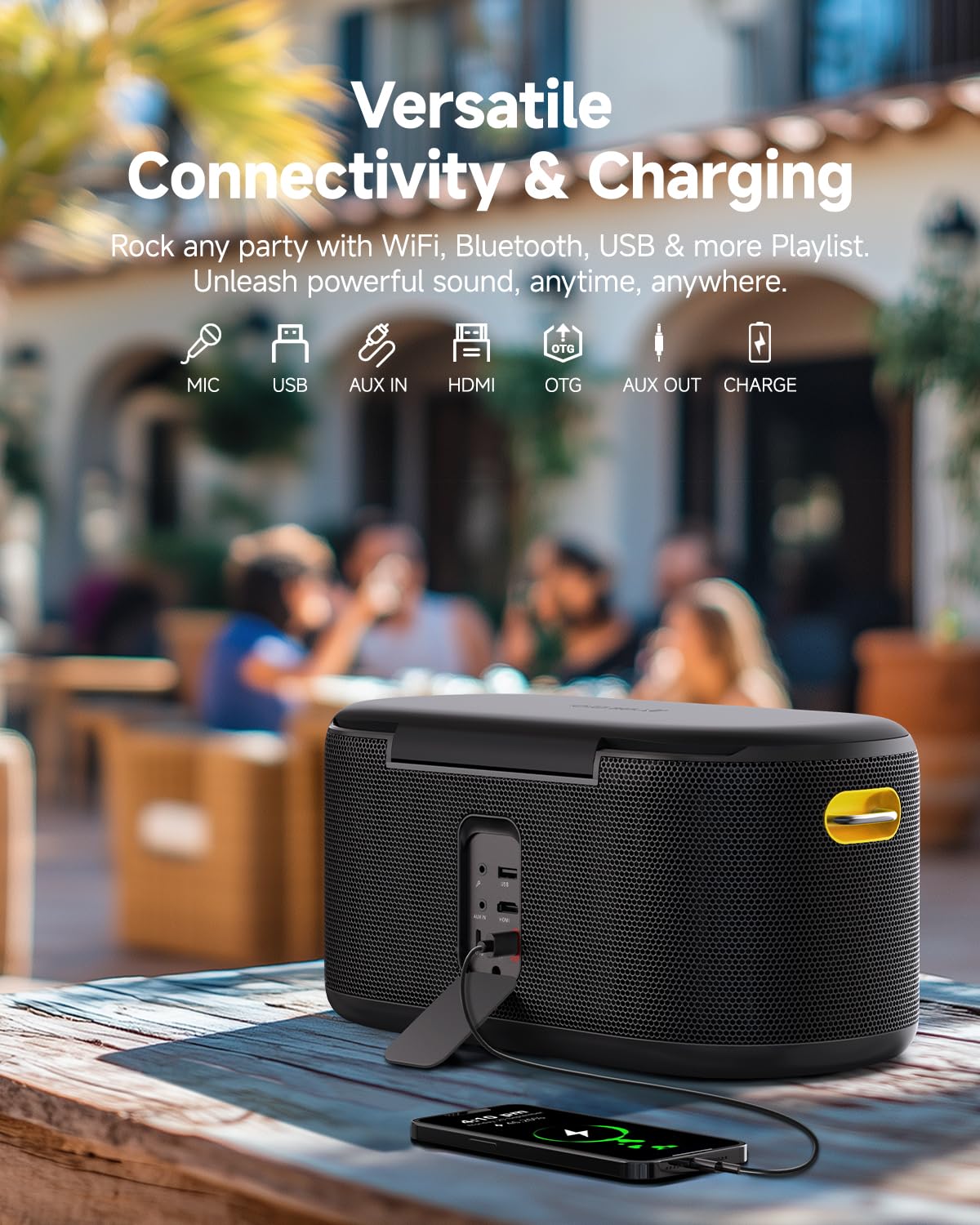 Ikarao Speaker With Microphone, 280W Deep Bass For Party, Two Microphones, 10.1'' Screen Lyrics Display, Loud Wireless Speakers,