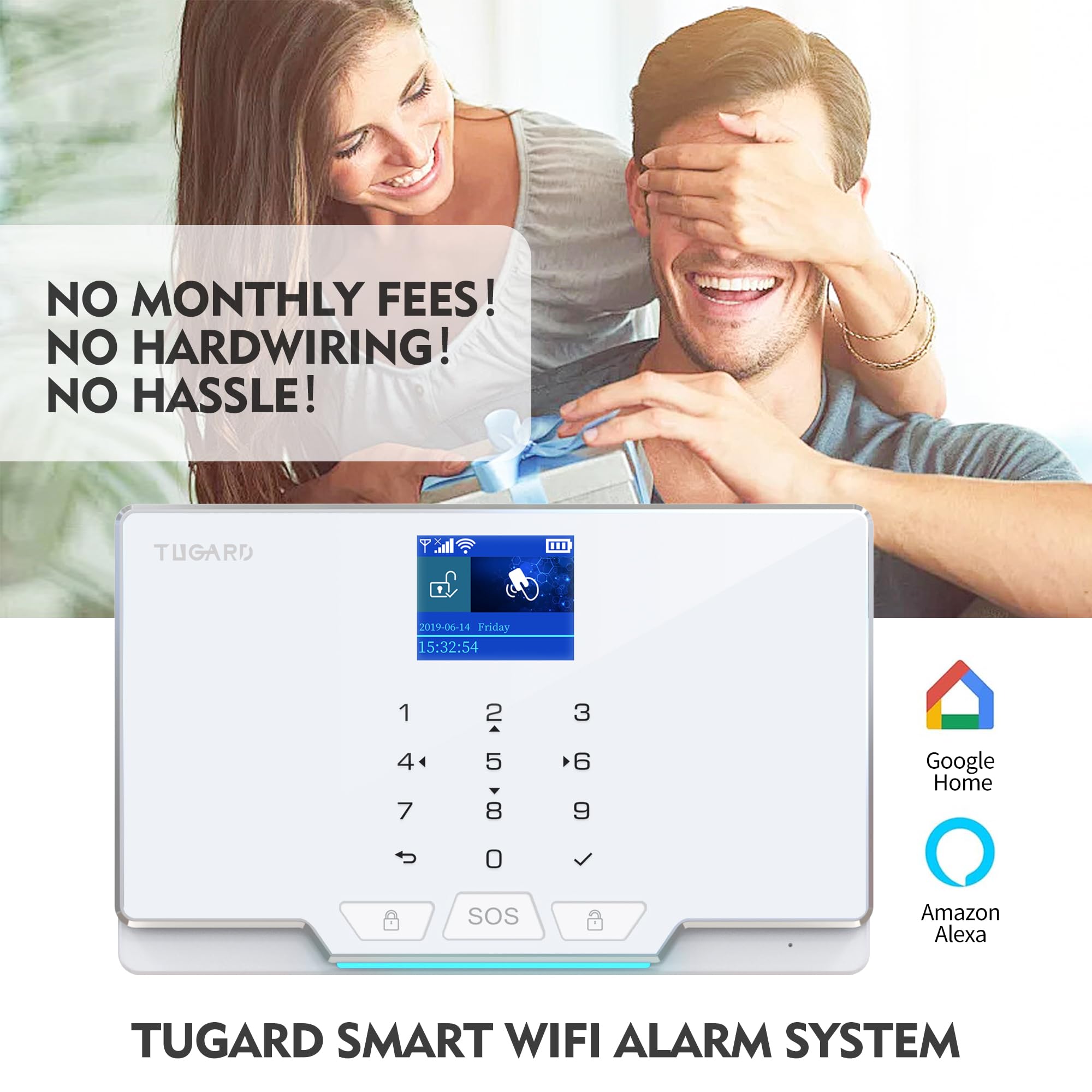 Tugard 1.8''Tft Colorful Screen Smart Home Security System 12Pieces Kits,Alarm Security With Phone App Alert,Remote Controls,Mon