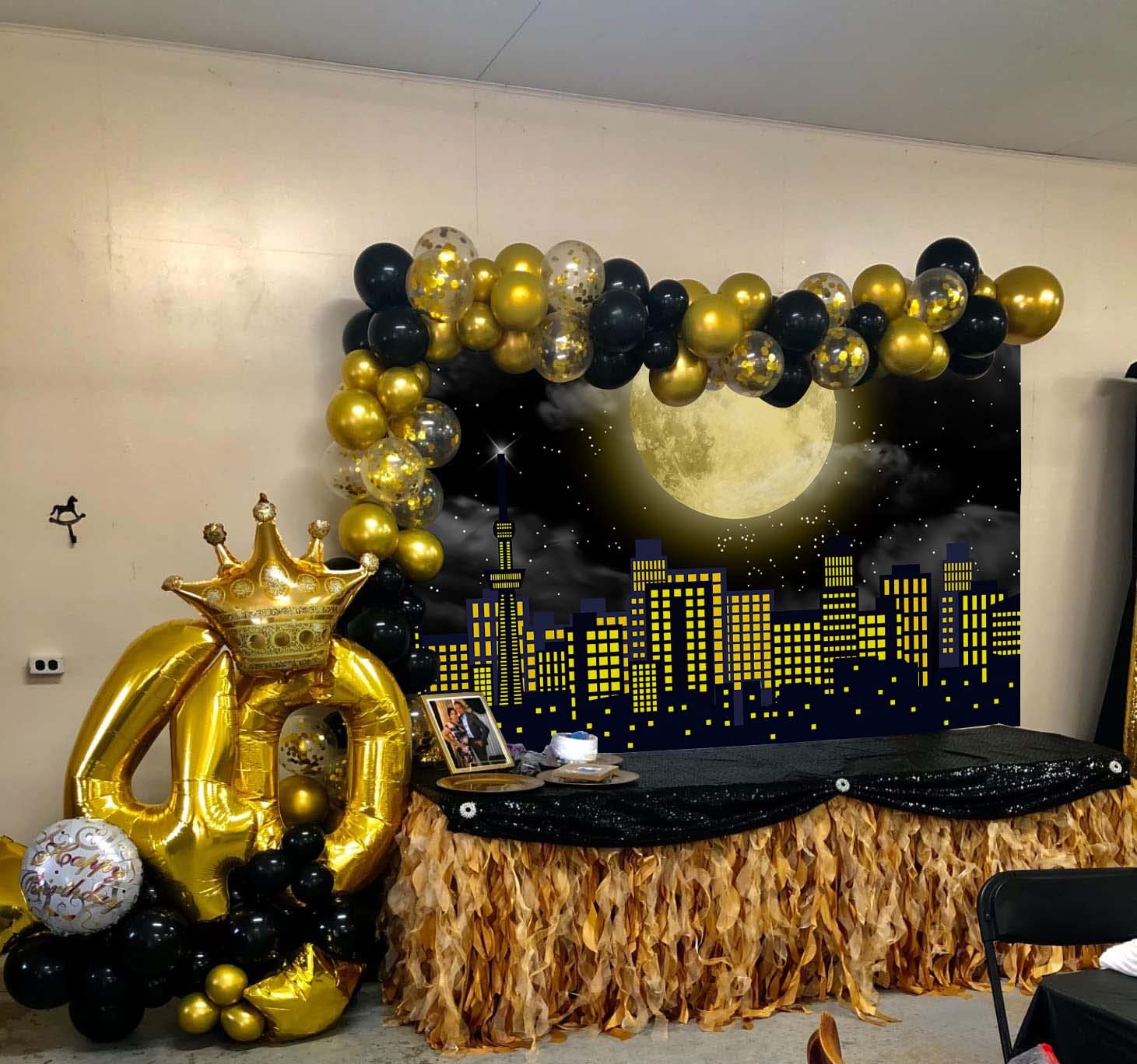 Super City Superhero Backdrop For Photography 7X5Ft Yellow Full Moon Skyline Cityscape Theme Photo Background Baby Shower Boys B