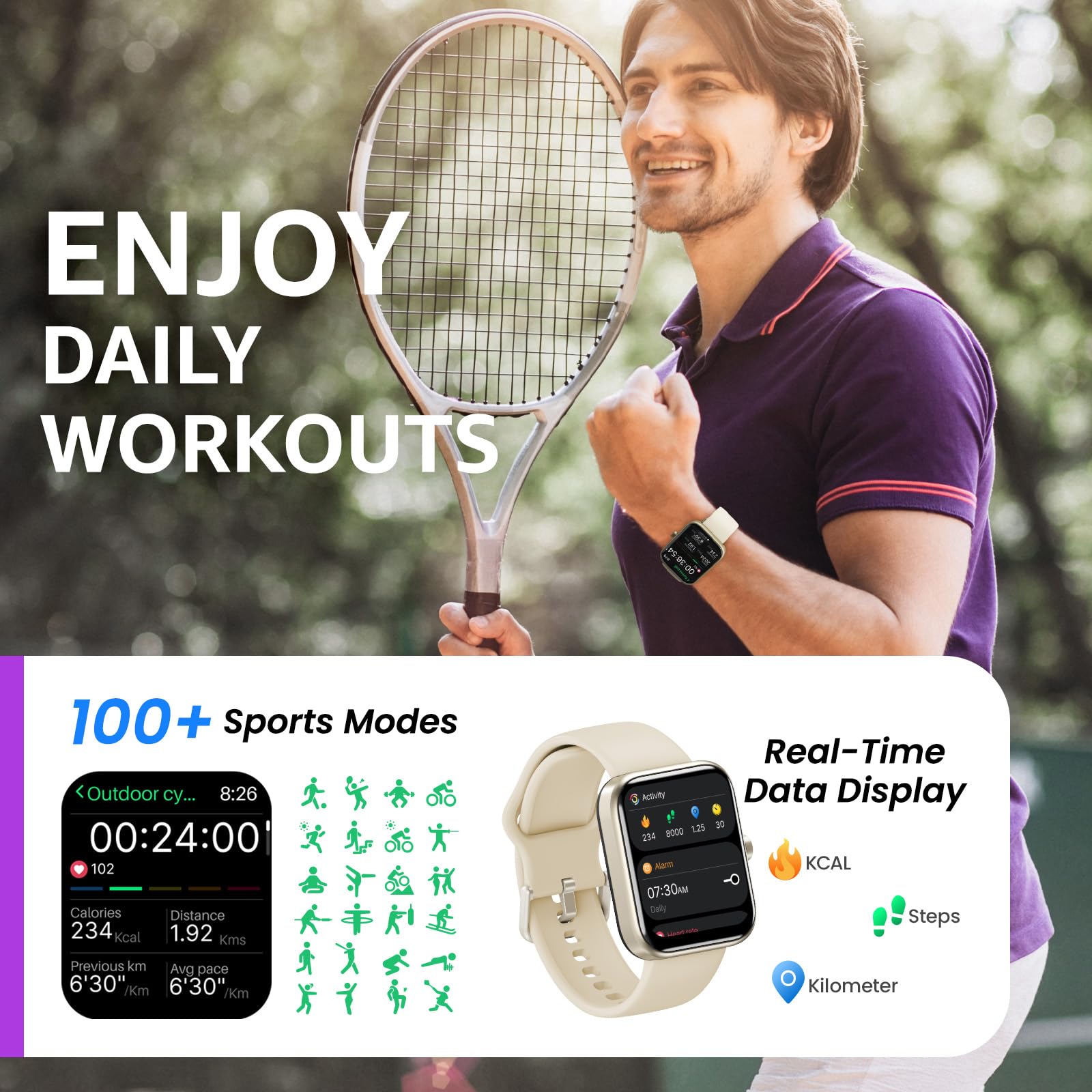 Tozo 2024 New Upgraded Smart Watch For Men Women For Iphone & Android, 1.83' Fitness Tracker Bluetooth Call [Answer/Make], Ip68 Waterproof With Heart Rate/Spo2/Sleep Monitor, 100+ Sport Modes