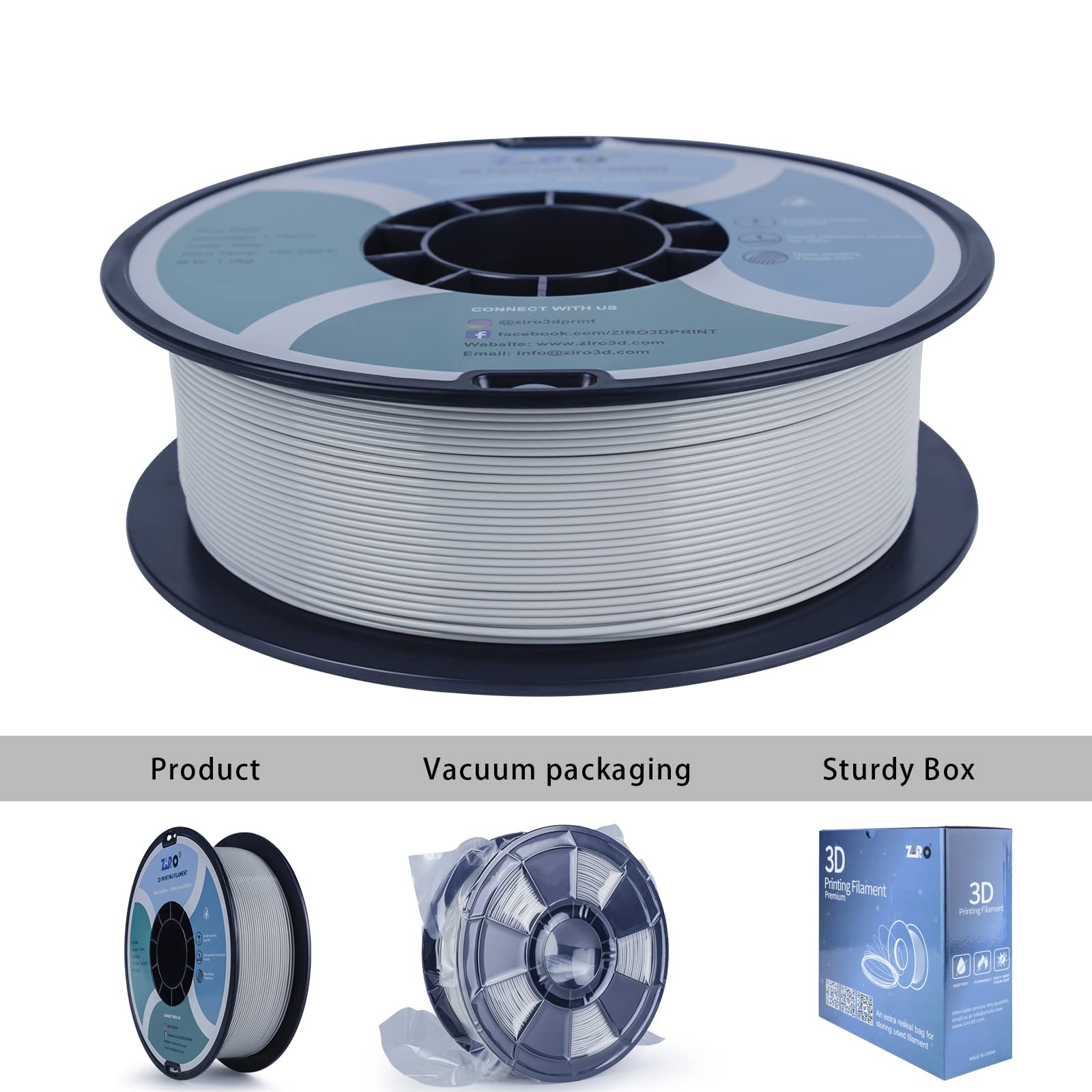 Ziro Pla Filament 175Mm,3D Printer Filament Pla Pro Basic Color Series 175Mm 1Kg(22Lbs), Dimensional Accuracy +  003Mm,Gray