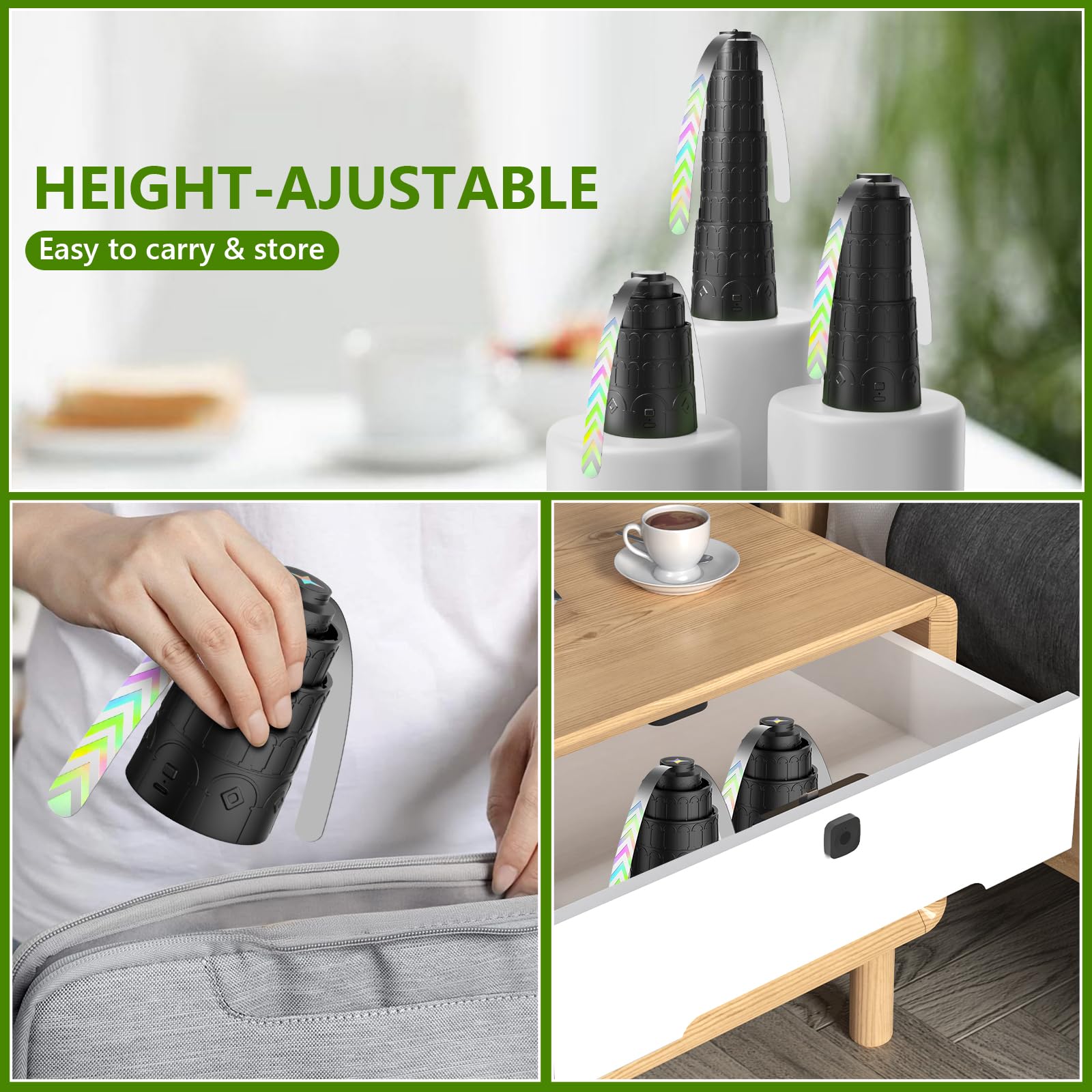 Adawook Fly Fans For Tables, Height Ajustable Food Fans, Chemical Free Bug Fans With Soft Blades, Keep Flies Bugs Away, Foldable