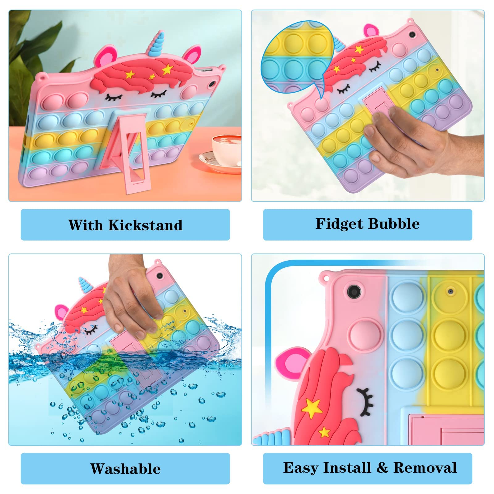Wesadn For Ipad 6Th 5Th Generation Case Ipad 2018/2017 9.7 Inch With Kickstand For Girls Kids Silicone Fidget Bubble Case Cute R