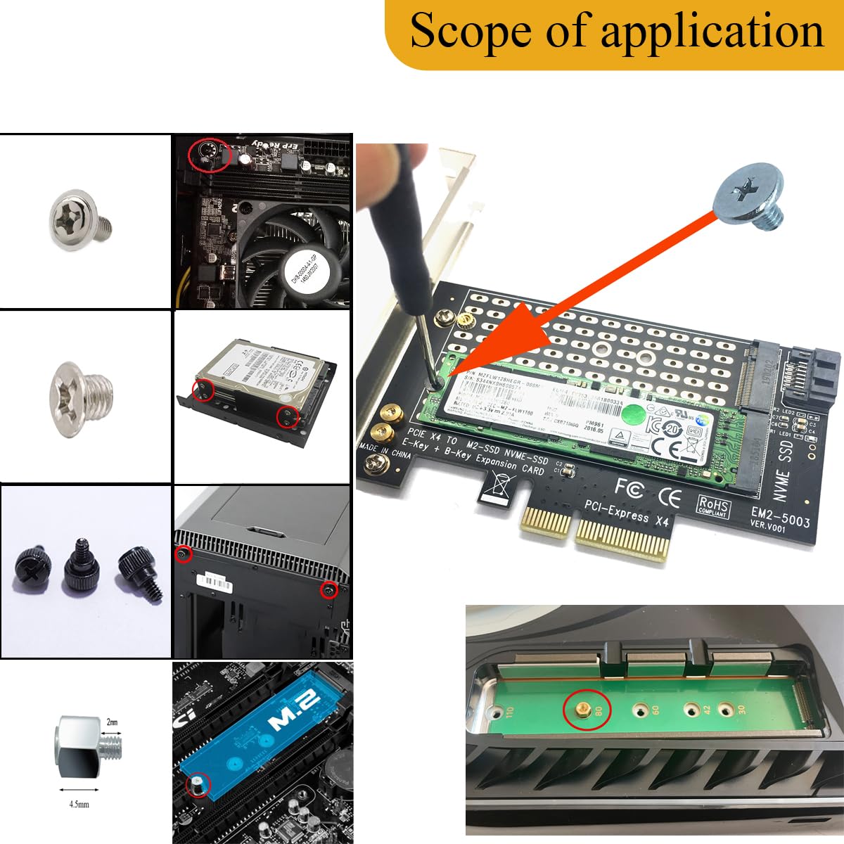 Pcie Nvme M.2 Mounting Screws Computer Screws Motherboard Standoffs Assortment Kit For Universal Motherboard, Hdd, Ssd, Hard Dri