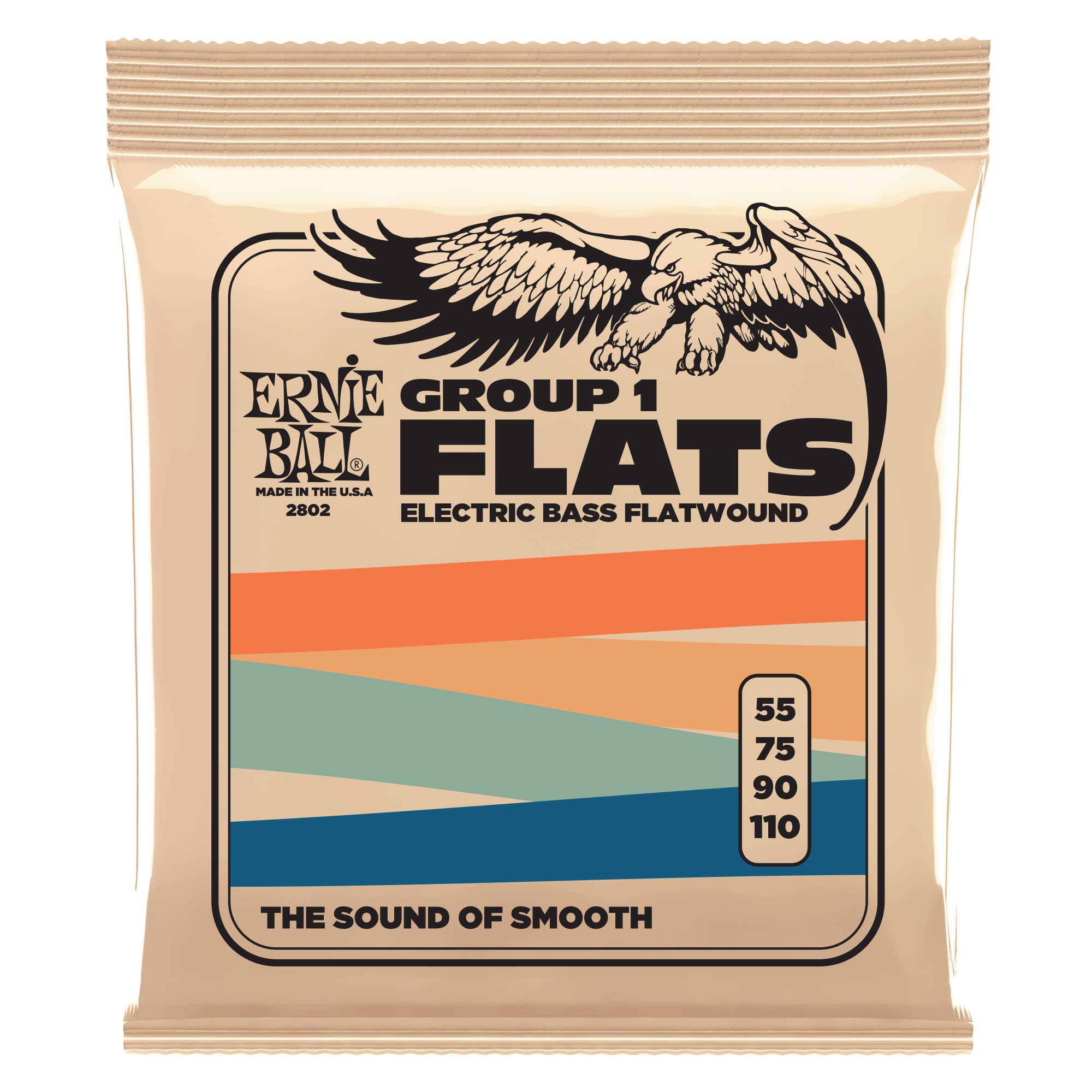 Ernie Ball Group I Flatwound Bass Guitar Strings, 55 110 Gauge (P02802)