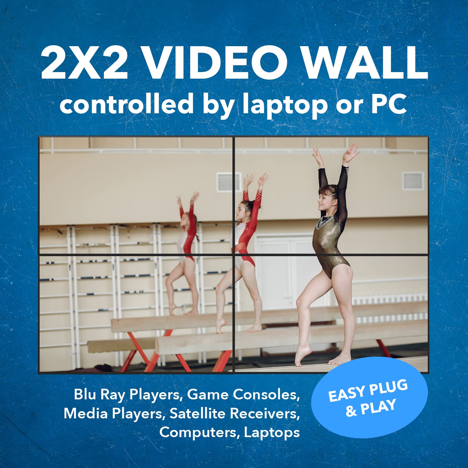 Orei Professional 4K 4X4 Hdmi Matrix Video Wall, Seamless Switching Hdcp 2.2 Ultrahd 4K @ 60Hz 4:4:4 Switcher & Ir Control, Audi