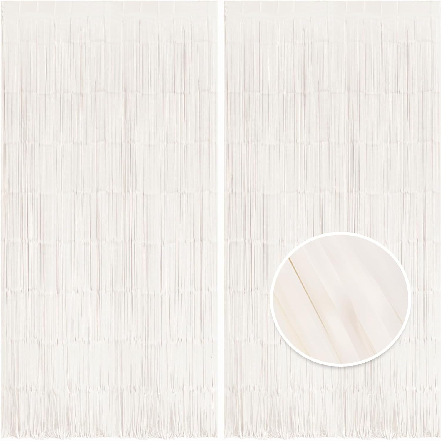 Braveshine Tinsel Photo Backdrop Curtains   2 Pack 3.2X8.2Ft White Foil Fringe Streamer Curtain For Birthdays, Christmas,Engagem