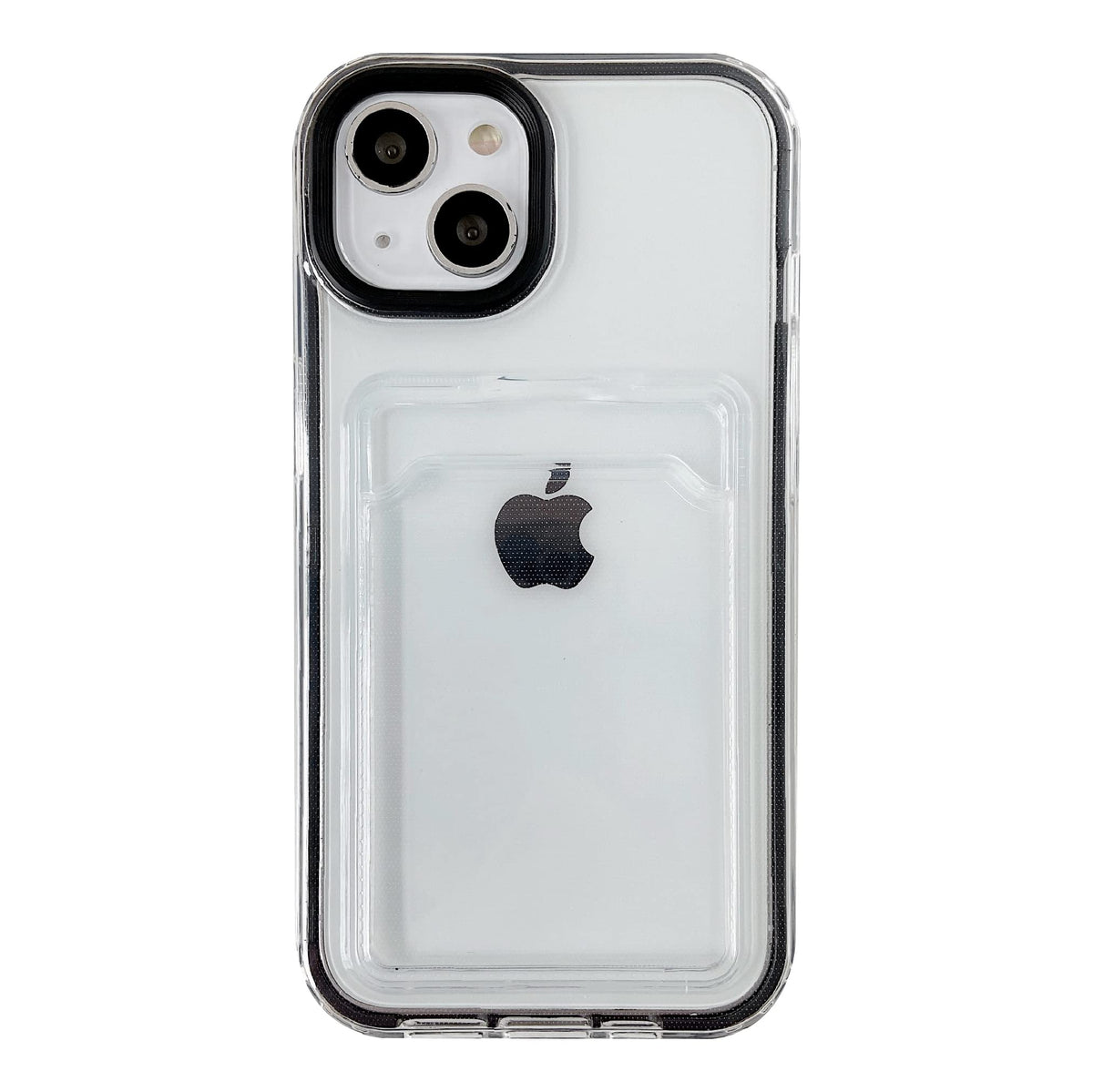 Caseative Candy Color Card Holder Clear Shockproof Soft Compatible With Iphone Case (Black,Iphone 13 Pro Max)