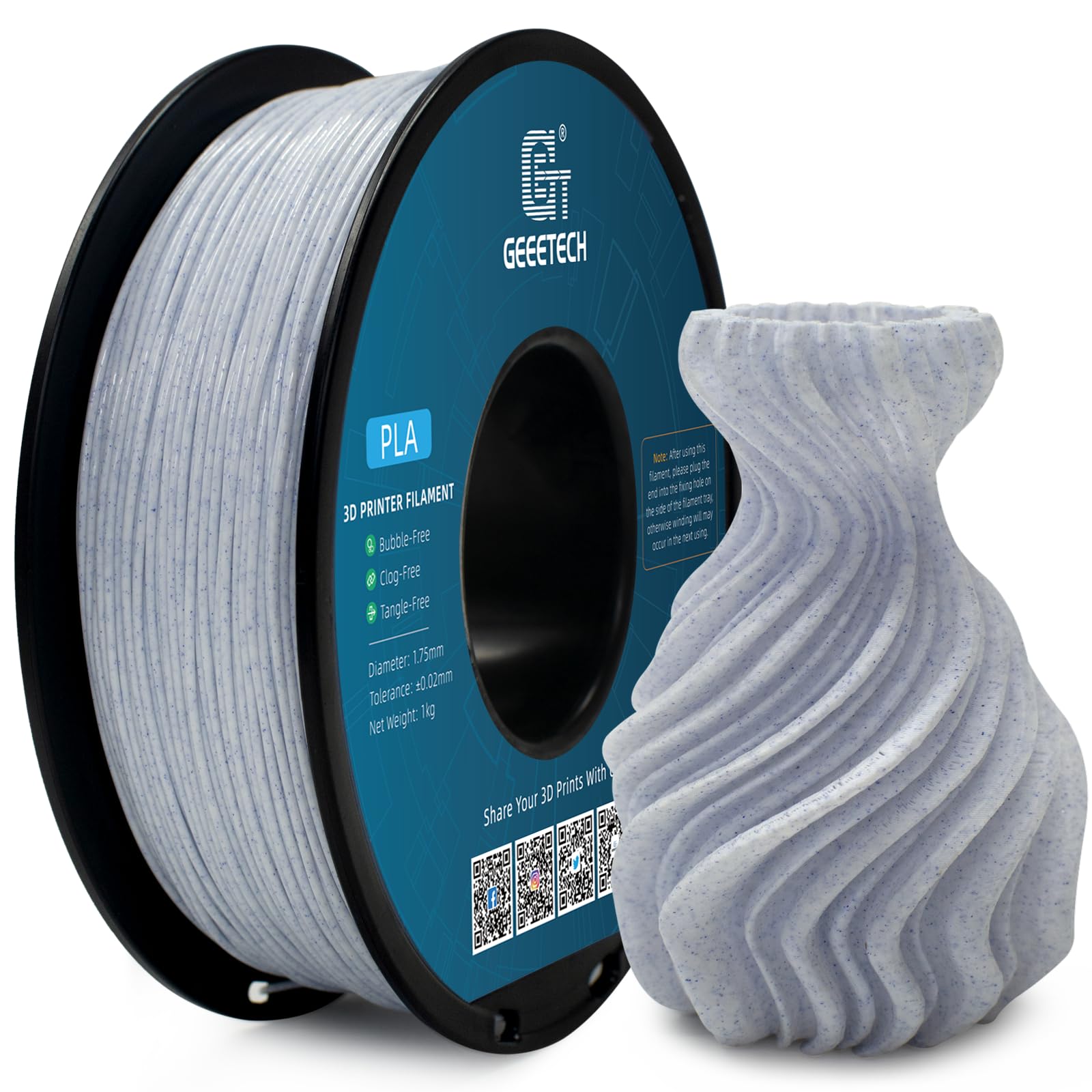 Geeetech Marble PLA Filament, Stone-Like Appearance, 1.75mm 3D Printing Filament 1kg(2.2lbs), Dimensional Accuracy +/- 0.03 mm, 
