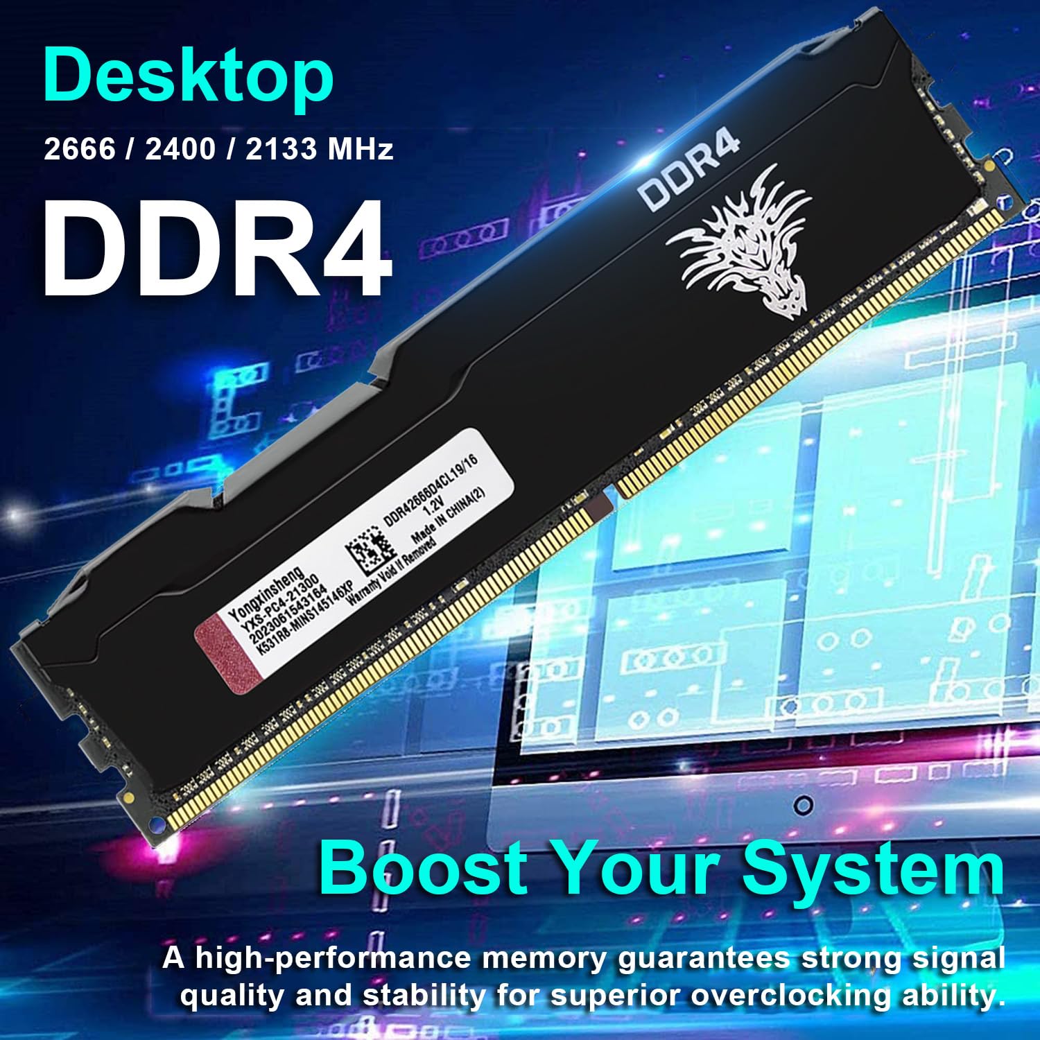 Yongxinsheng Ddr4 2666Mhz 32Gb Kit (16Gbx2) Desktop Ram Pc4 21300 Udimm Non Ecc Unbuffered 1.2V 288 Pin Cl19 Pc Computer Memory