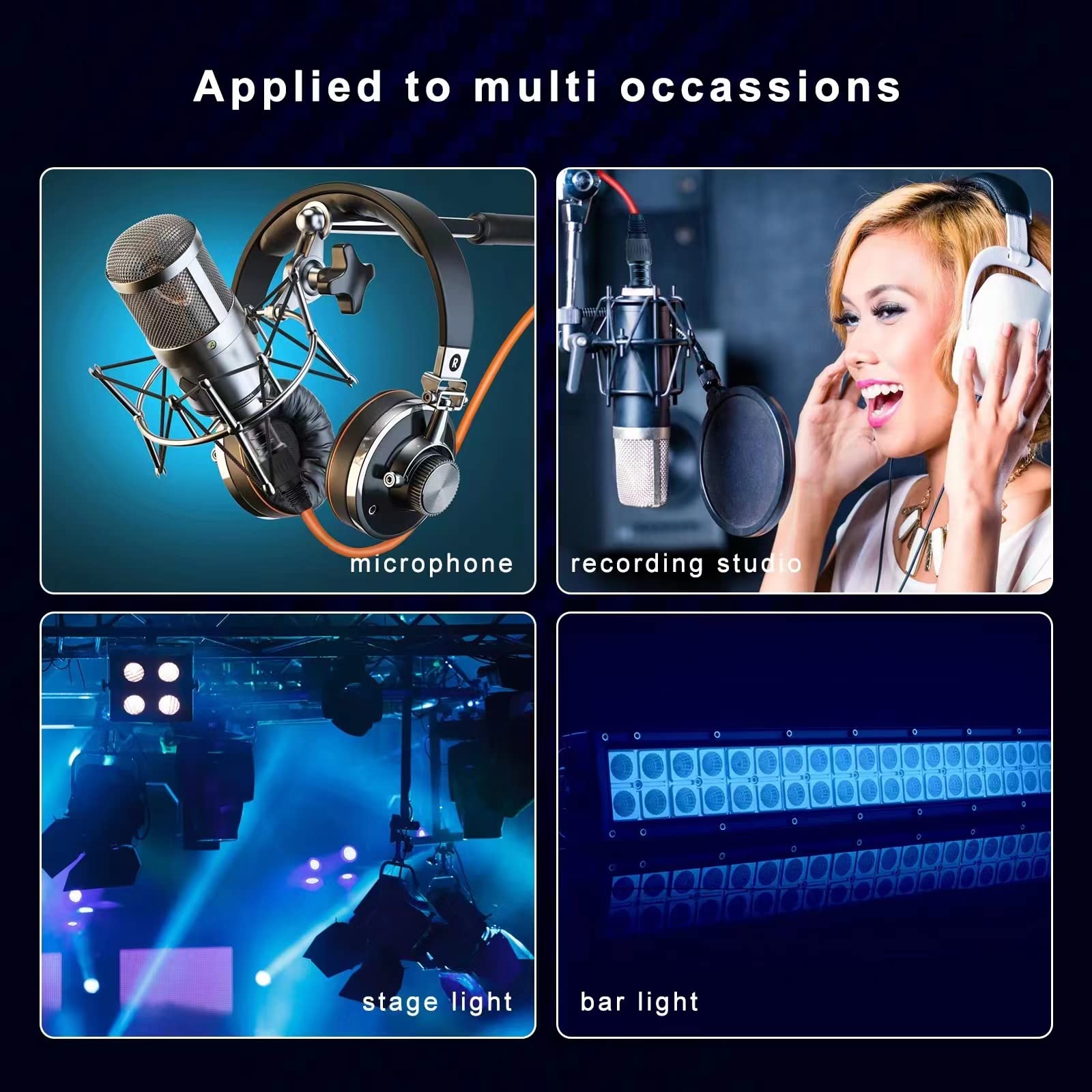 Auxlink Xlr Cables, Microphone Cable 6Ft 10 Pack, Xlr Male To Female Gold Plated 3 Pins 10 Color Cable, Xlr Speaker Cable For Mi