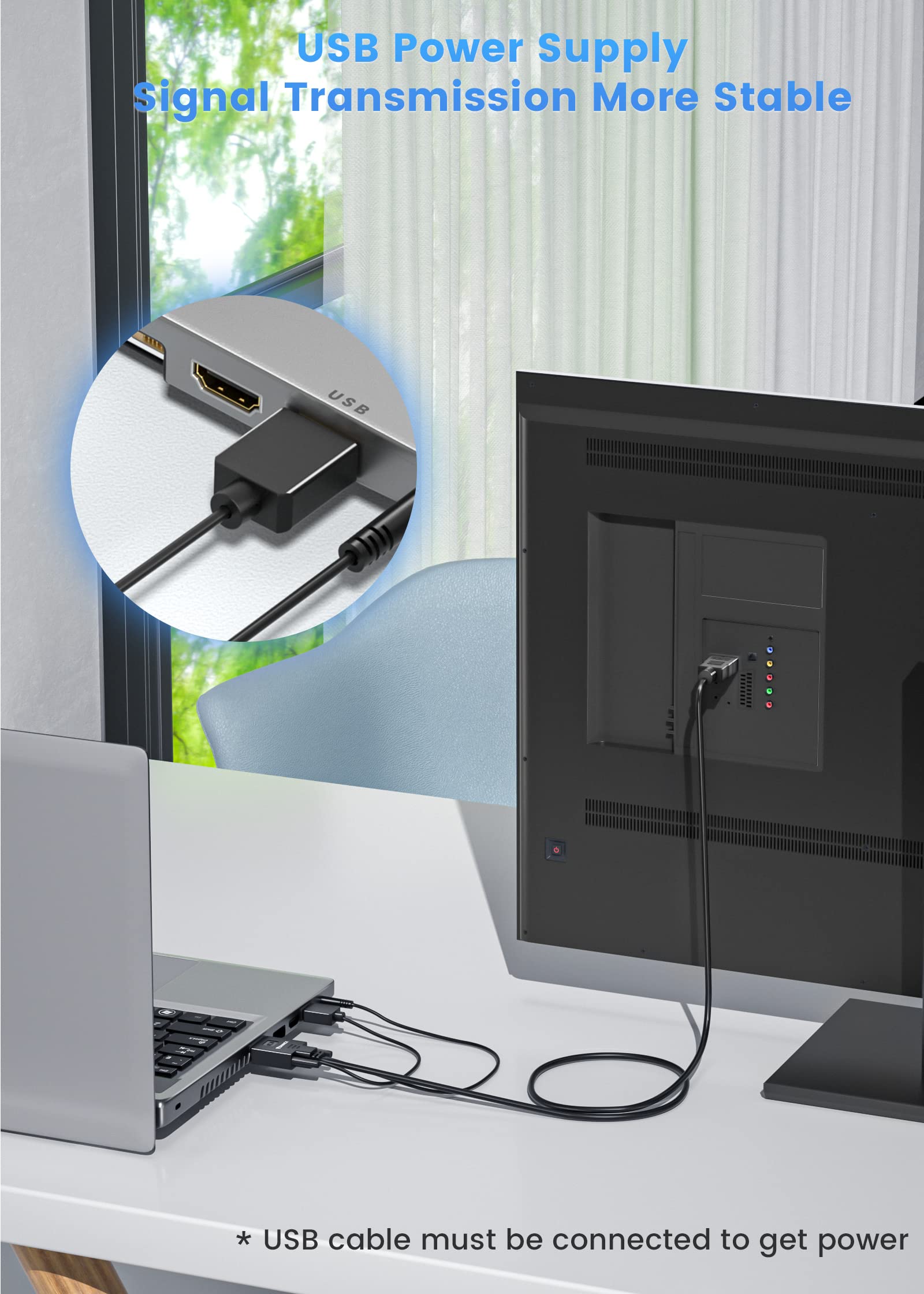 Foinnex Vga To Hdmi Cable 4.5M, Old Pc Style New Tv/Monitor With Hdmi, Vga To Hdmi Cord Converter Adapter With Audio For Laptop To Projector