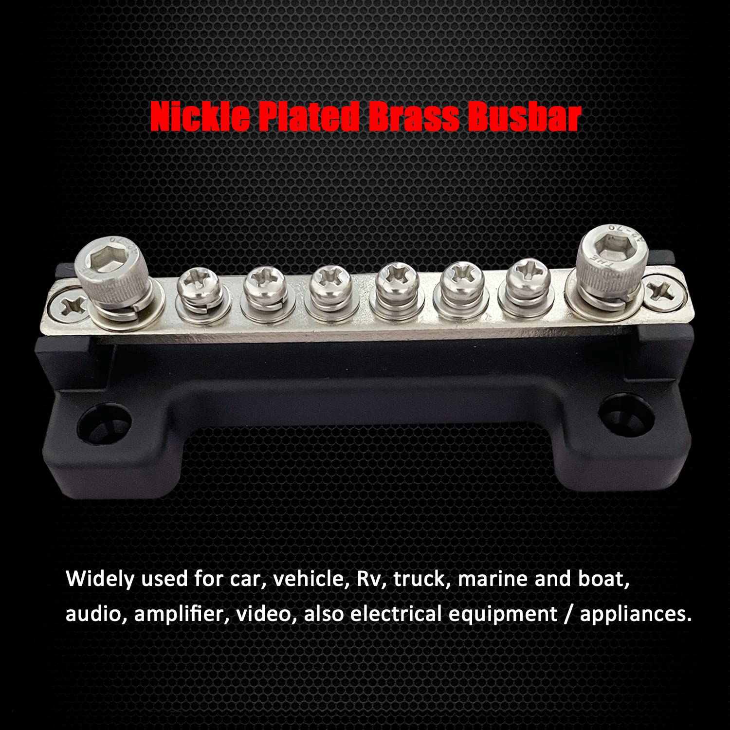 6 Terminals Bus Bar, Ampper 4'' Ground Distribution Block Brass Battery Busbar Junction For Car Vehicle Rv Truck Marine Boat Aud