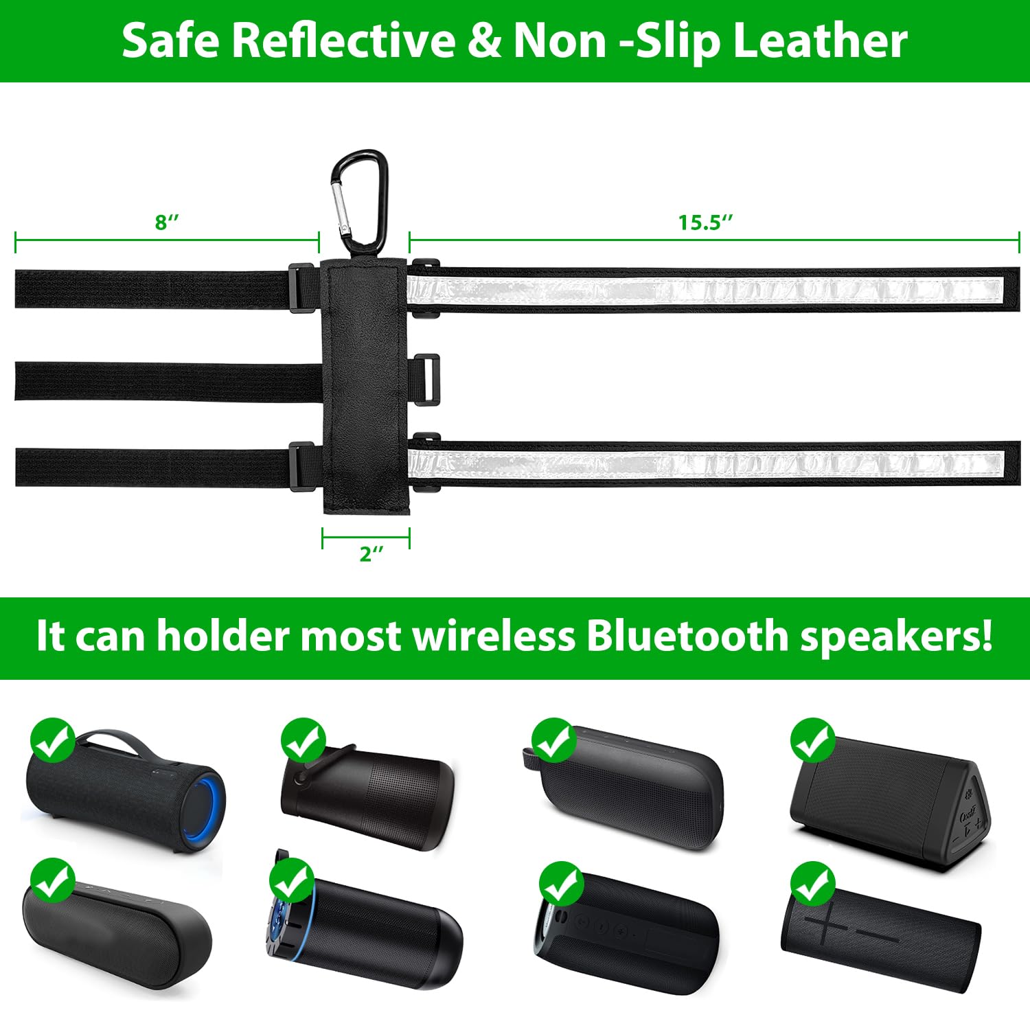 Neasroe Portable Speaker Mount For Bike, Motorcycle, Boat, Utv, Atv, Reflective Long Speakers Holder Strap Fits For Jbl Charge 4