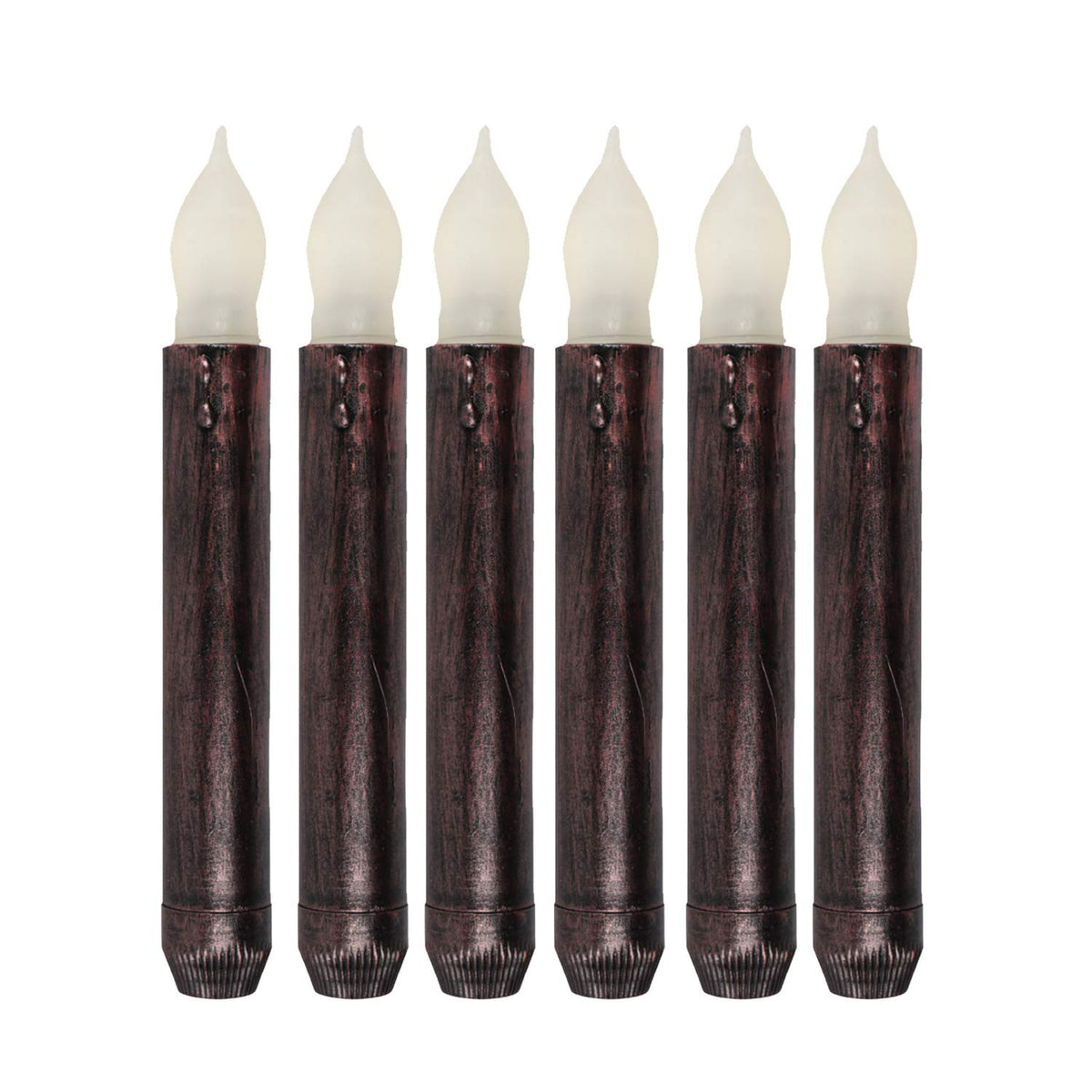 Aulaygo 6Pcs Black Purple Primitive Led Taper Candle Flameless Battery Operated Lights For Halloween Decor