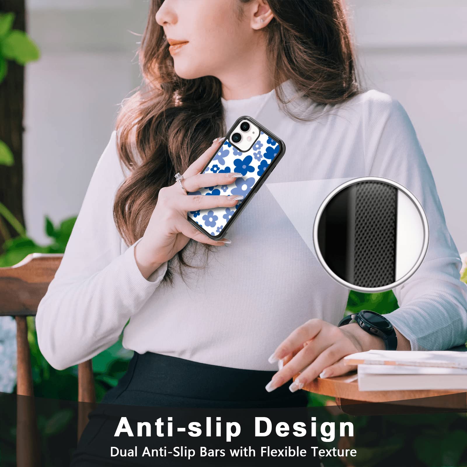 FANXI iPhone 11 (6.1 Inch) Shockproof Bloom Blue Flower TPU Phone Case