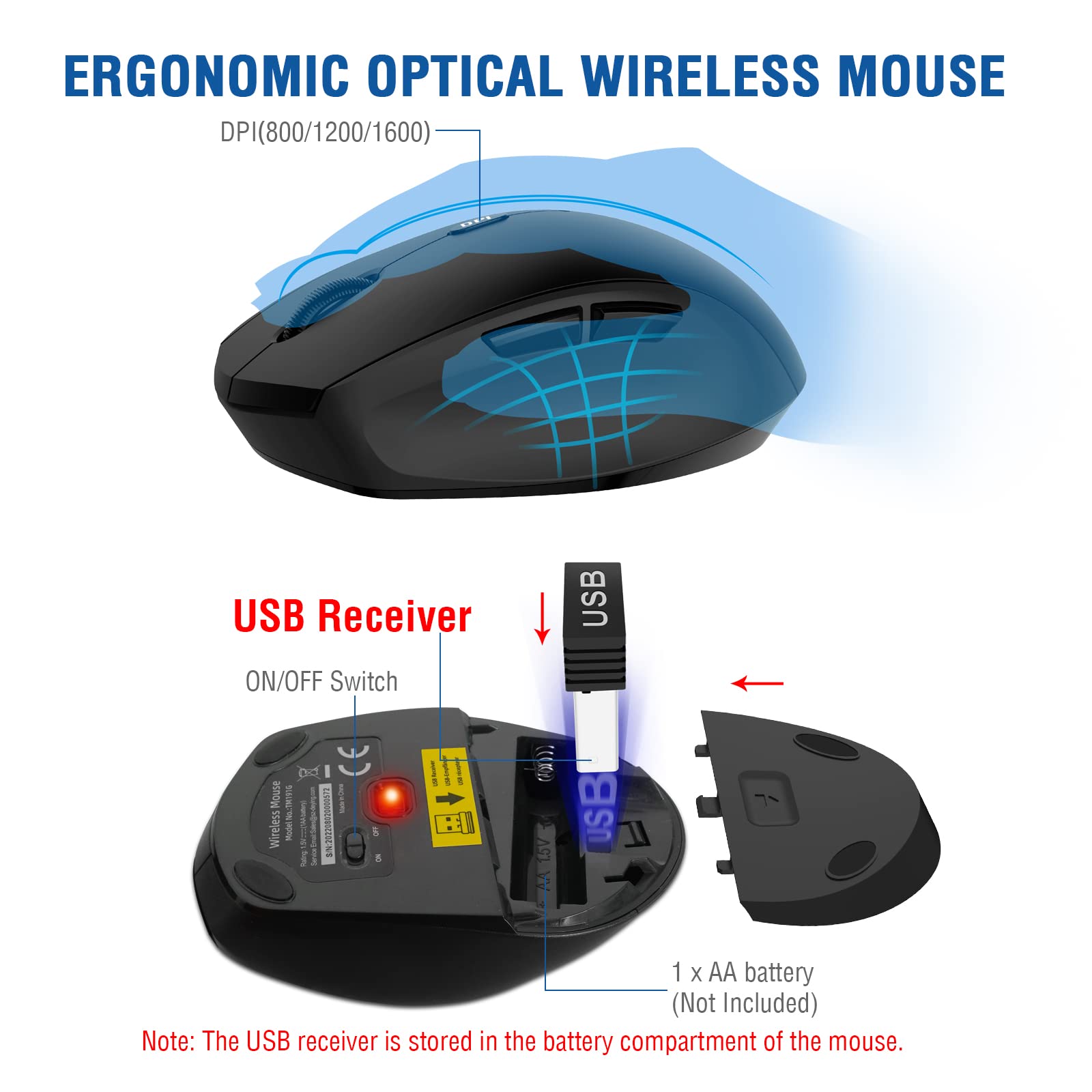 Wireless Keyboard Mouse Combo, Edjo 2.4G Full Sized Large Wireless Keyboard With Comfortable Palm Rest And Optical Wireless Mous