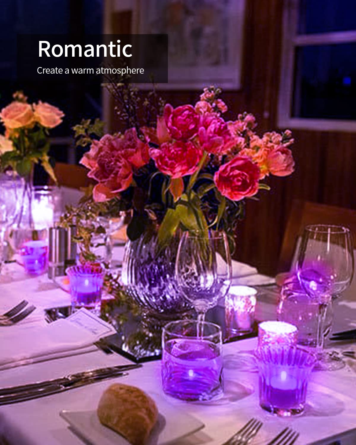 Shymery Submersible Led Light,Purple Waterproof Flameless Candle Tea Lights,Underwater Battery Operated Seasonal Festival Celebr