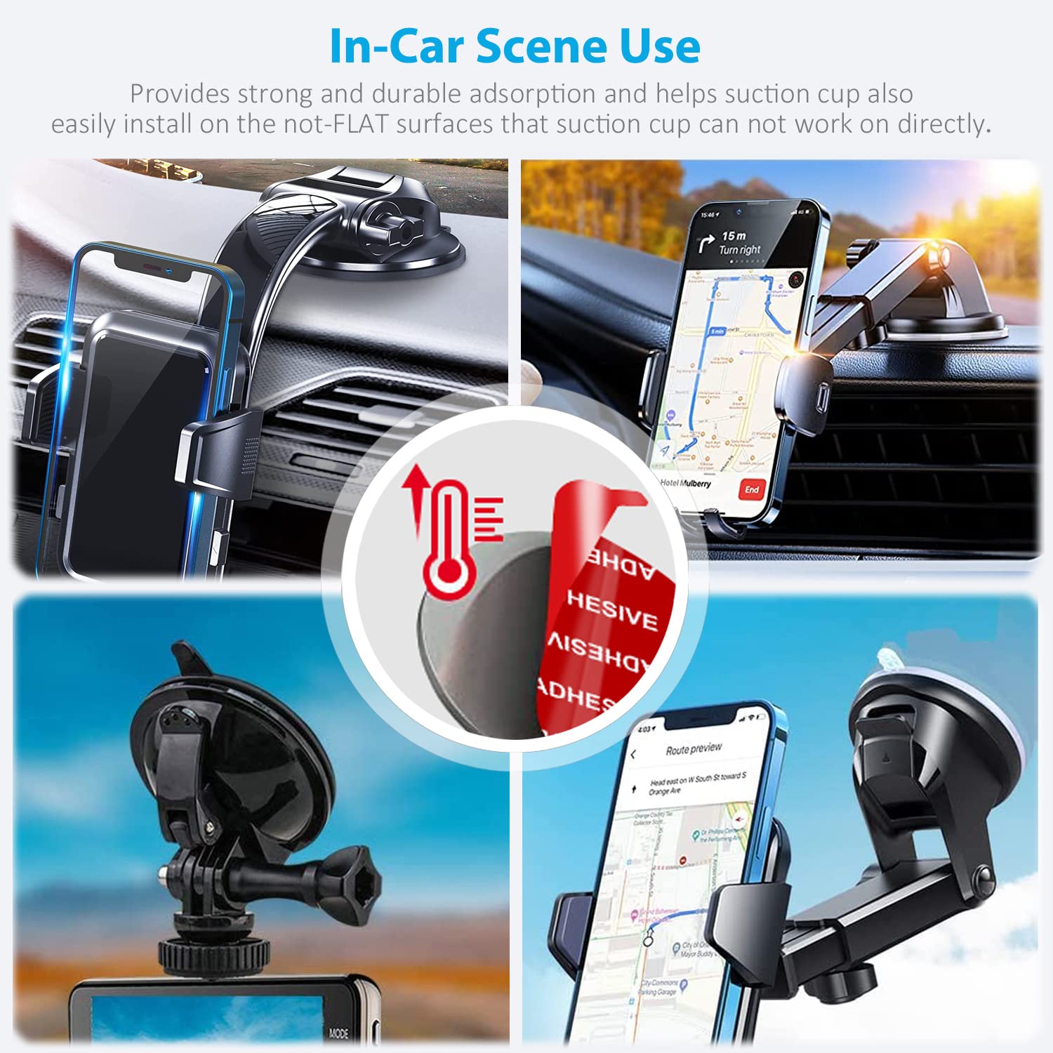 Azxyi 6 Pcs Windshield Mount Adhesives For Suction Cup Mount, 80Mm(3.15 Inches) Circle Double Sided Sticker Pads For Dashboard Mounting Disk And Windshield Camera, Gps, Car Phone Mount