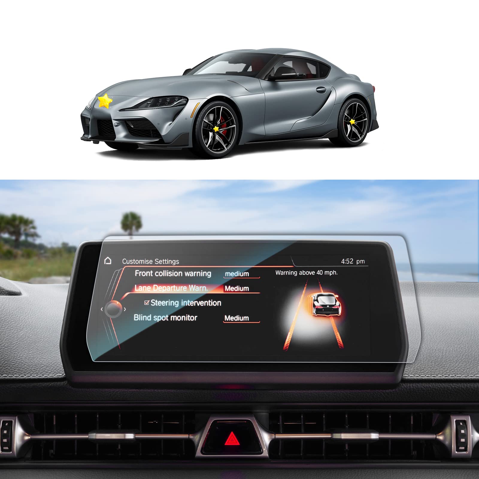 Sktu Screen Protector Foils For 2020 2024 2025 Toyota Gr Supra A90 8.8In Navigation Gr Supra Accessories Tempered Glass Scratch Resistance Hd Clear