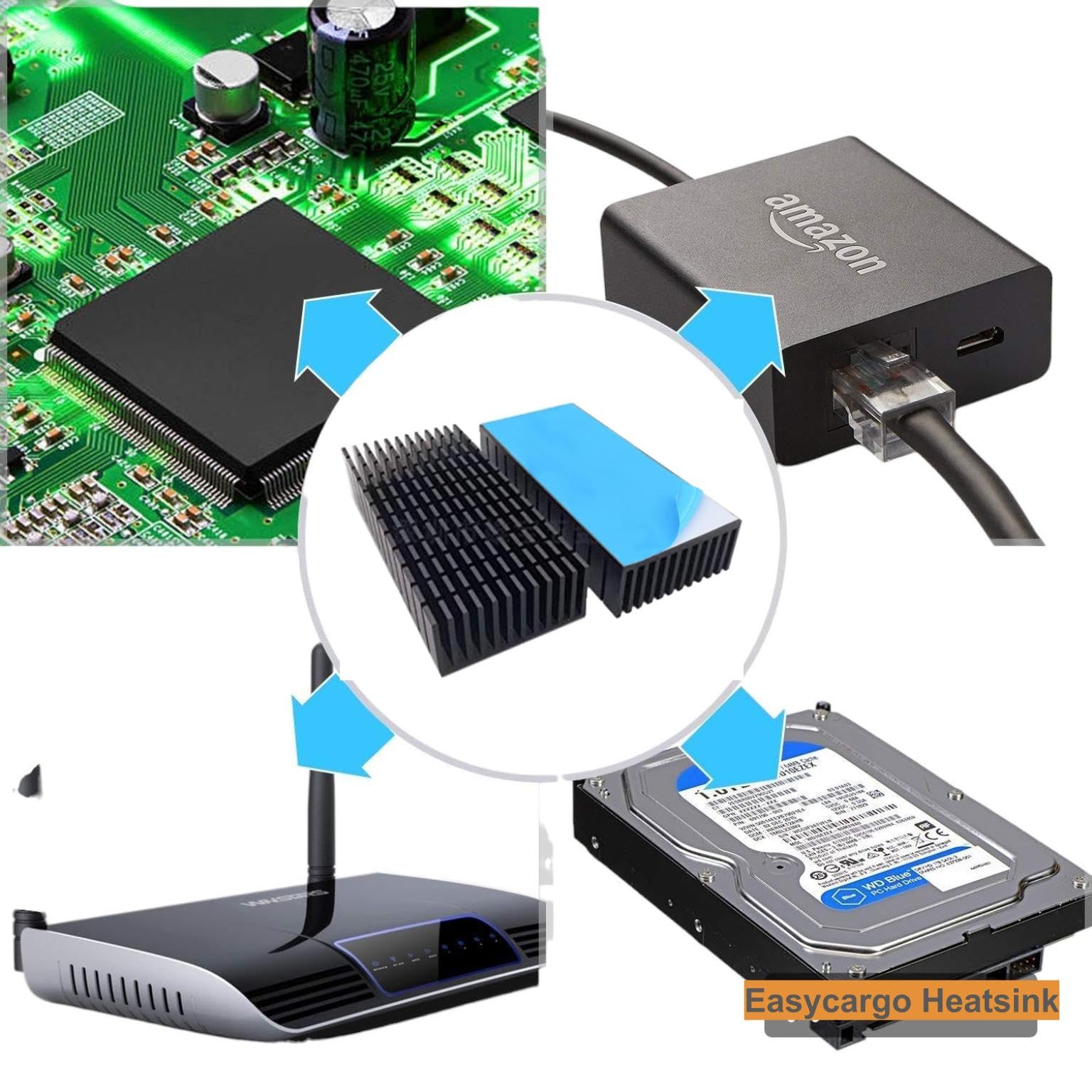 Easycargo 2Pcs 40Mm Heatsink Kit 100Mmx40Mmx20Mm + 3M8810 Thermal Conductive Adhesive Tape, Cooling Aluminium Heat Sink