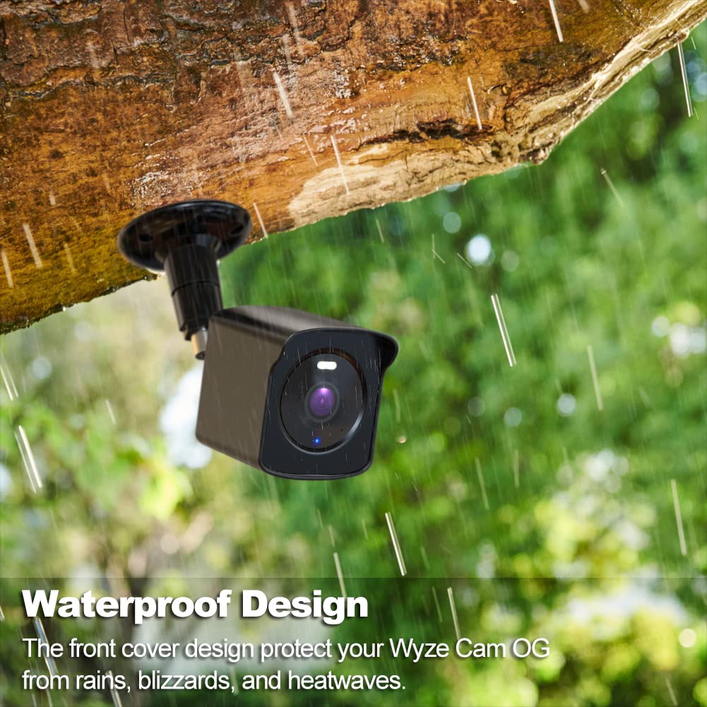 Wall Mount For Wyze Cam Og & Wyze Cam Og Telephoto, Weatherproof Protective Cover And 360 Degree Adjustable Wall Mount Bracket For Wyze Indoor Outdoor Security Camera   Black,1 Pack