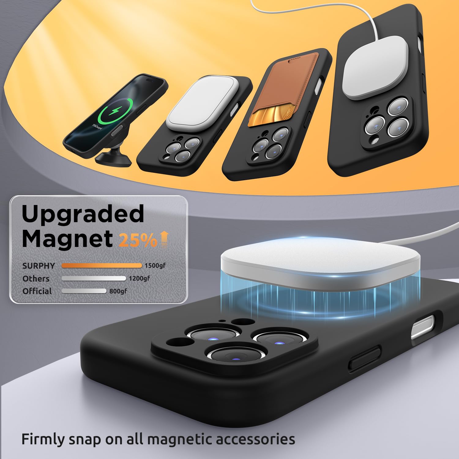 Surphy Designed For Iphone 16 Pro Case Compatible With Magsafe (6.3 Inch 2024), Liquid Silicone Phone Case (Camera Protective, S