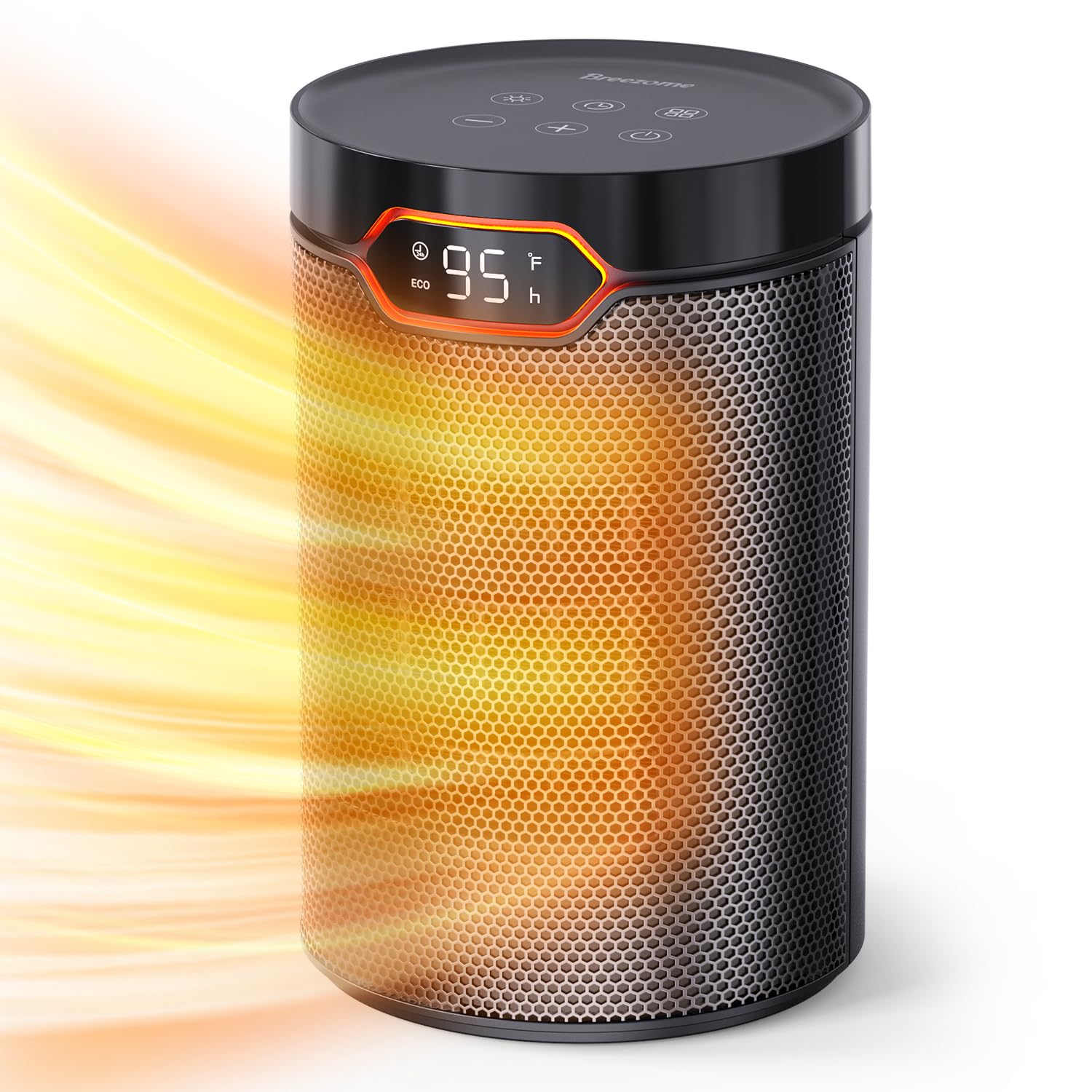 Breezome Space Heater, Portable Electric Heaters For Indoor Use With Thermostat & 24H Timer, 1500W Ptc Ceramic Quiet Fast Heatin