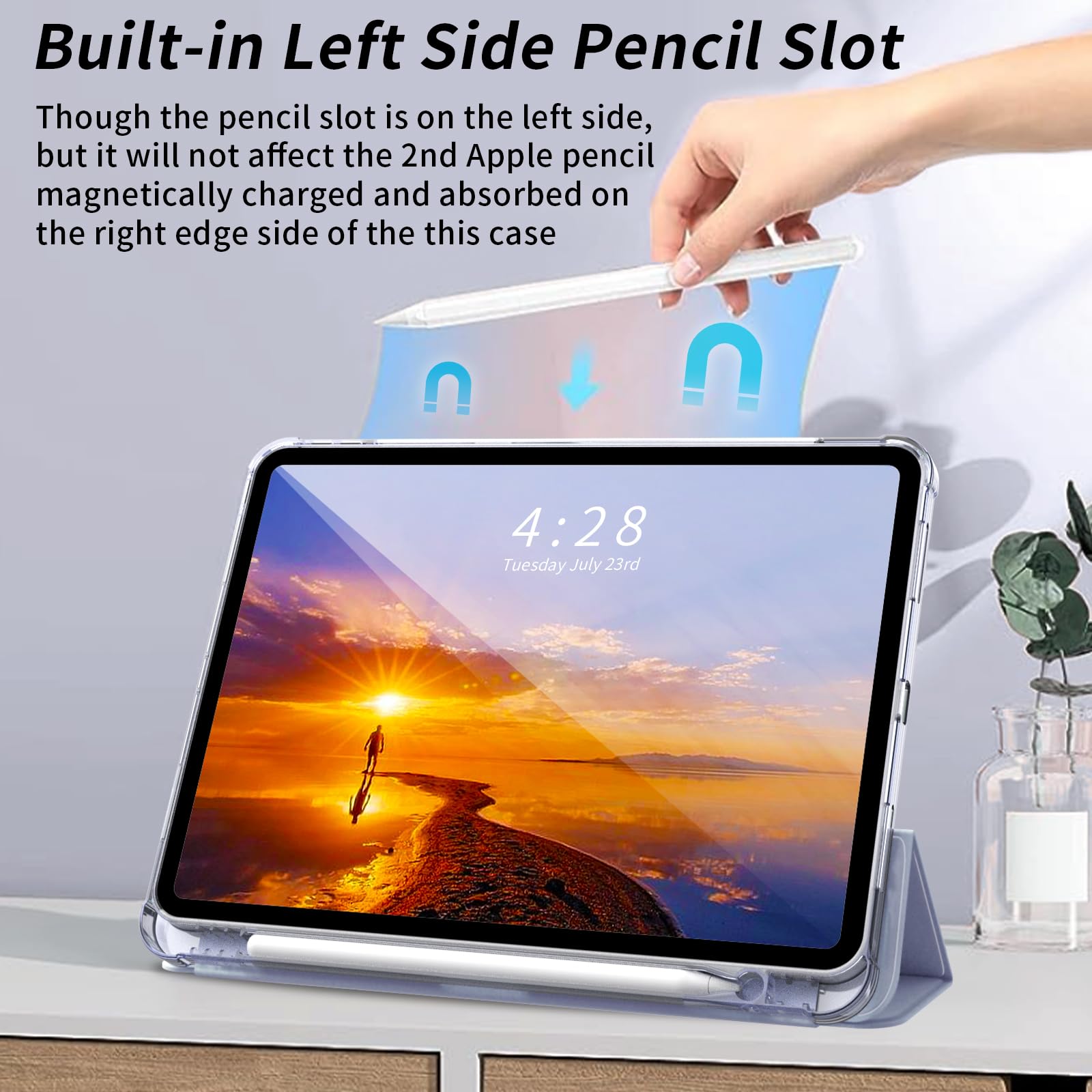 Kenke New Ipad Pro 11 Inch Case 4Th/3Rd/2Nd/1St Generation 2022/2021/2020/2018 Built In Left Side Pencil Holder Support 2Nd Penc