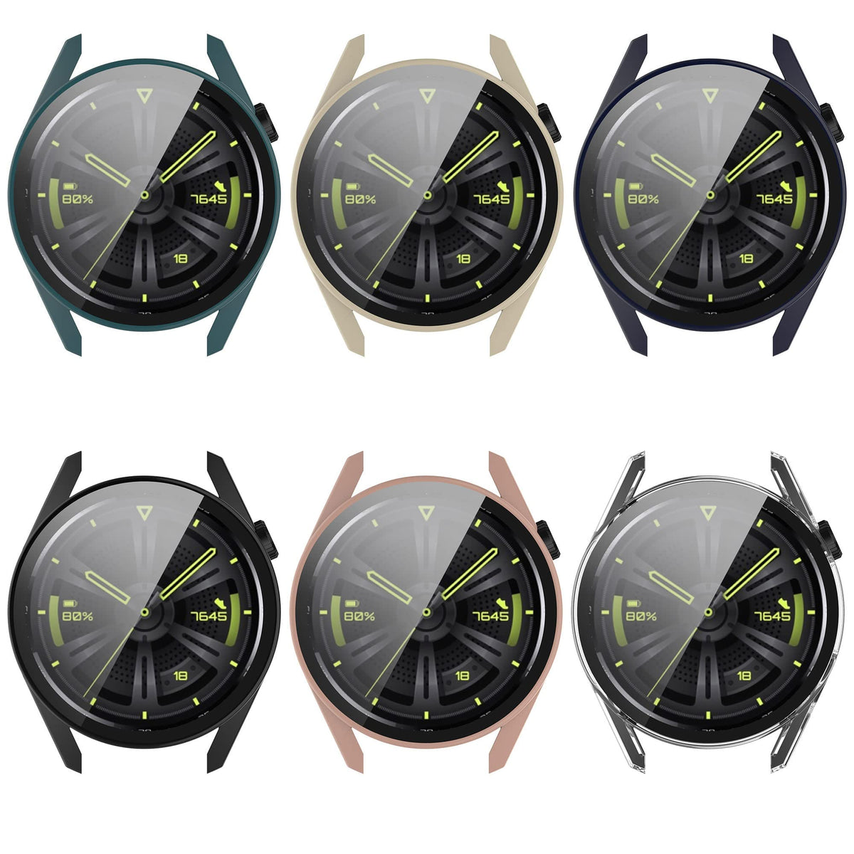 Fitturn Screen Protector Case Compatible With Huawei Watch Gt 3 42Mm&46Mm With Hd Tempered Glass Case Cover, [Plating Metal Colo