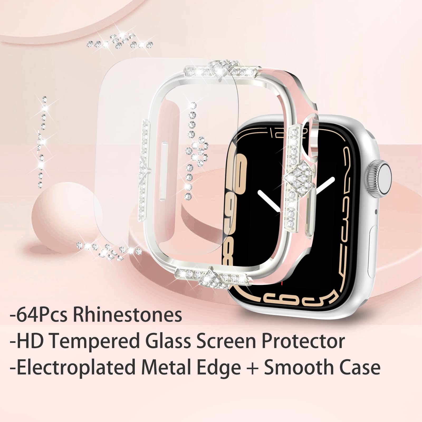 Falandi 41Mm Compatible With Apple Watch Case Se/Series 8/7/6/5/4 Rhinestones With Built In Glass Screen Protector 40/ 44/ 41/ 4