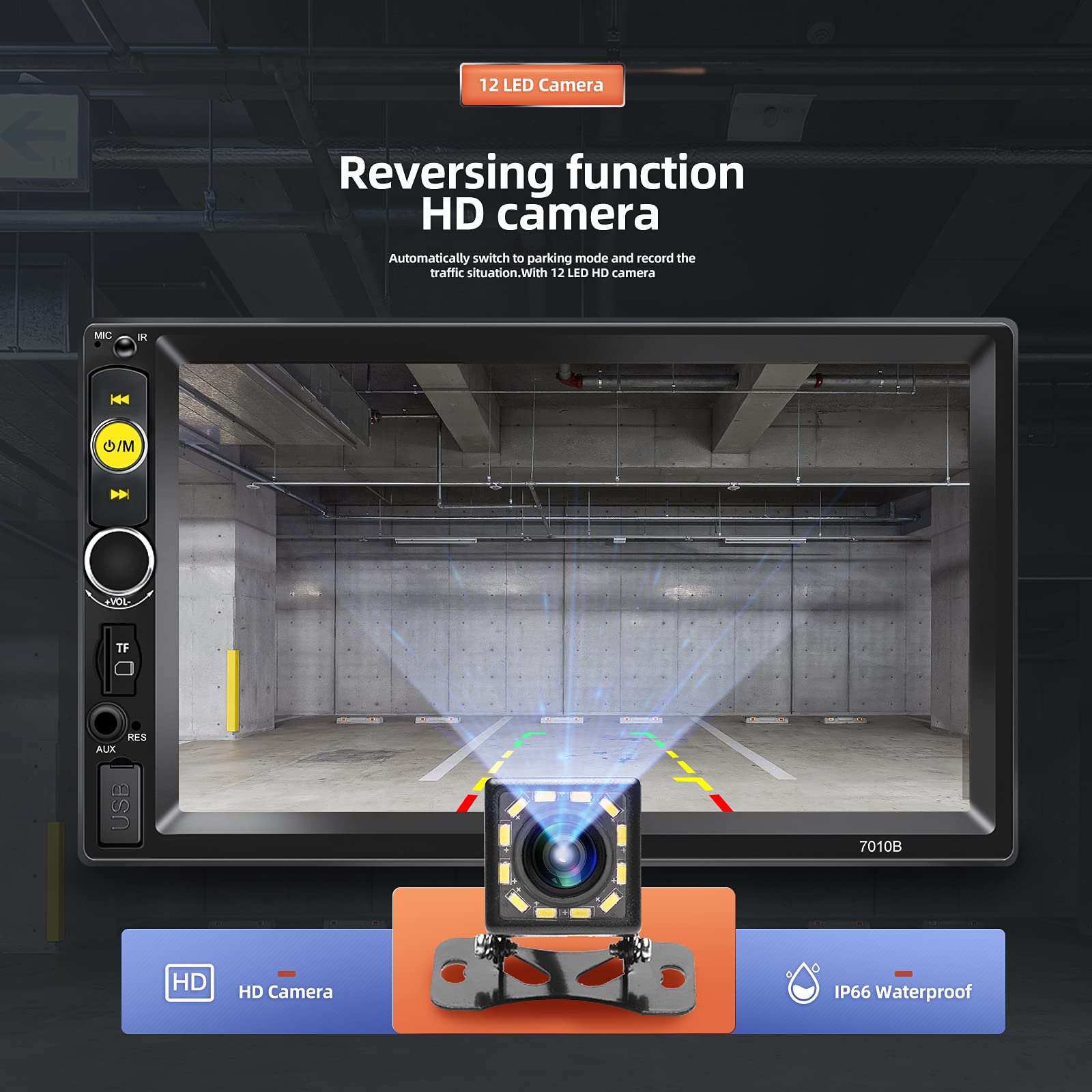 Double Din Bluetooth Car Stereo 7 Inch Hd Touch Screen Car Radio With Backup Camera Support Mirror Link For Android/Ios