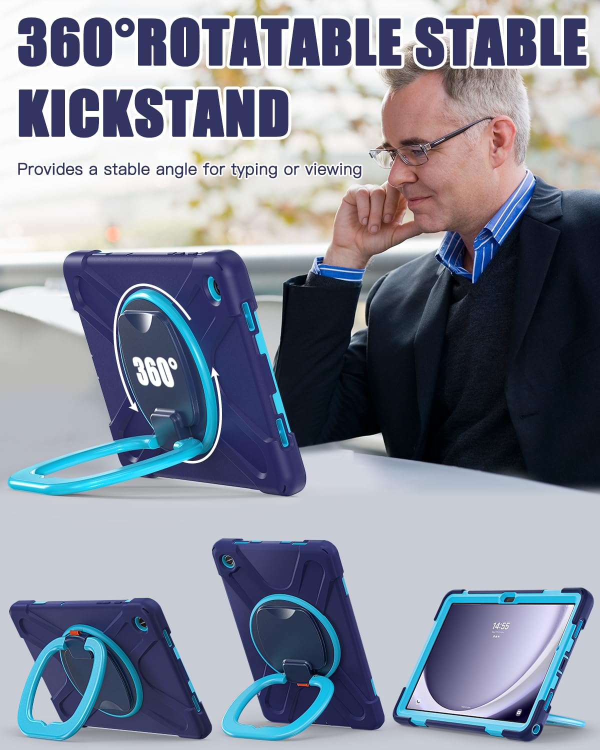 Braecn Case For Samsung Galaxy Tab A9+ Plus Case 11 Inch 2023 Sm X210/X216/X218, Heavy Duty Silicone Cover With 360 Degree Rotat