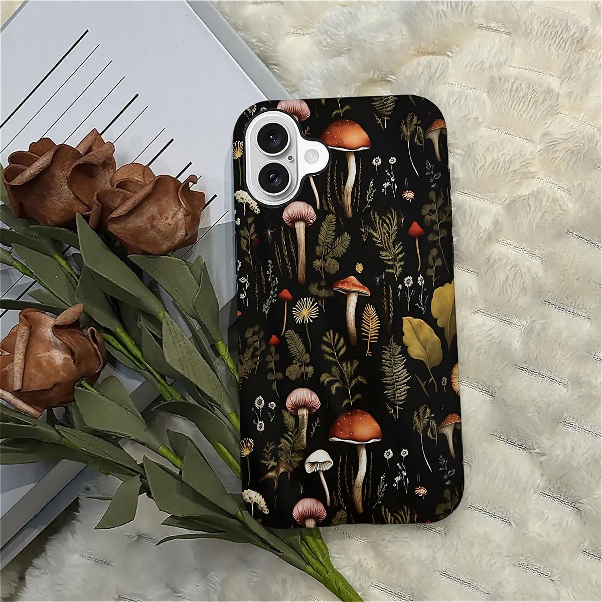 Seized Case Compatible With For Iphone 16,Vintage Mushroom Snail Daisy Leaf Phone Case For Girl Women Boy Men,Durable Protection