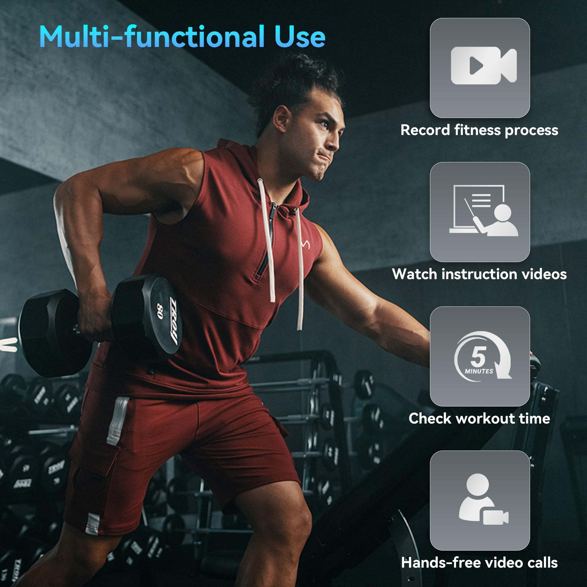 Efeall Gym Magnetic Phone Holder, Memory Function, 360 Rotatable Phone Holder Magnet For Metal Surfaces/Gym/Golf Cart/Kitchen, G