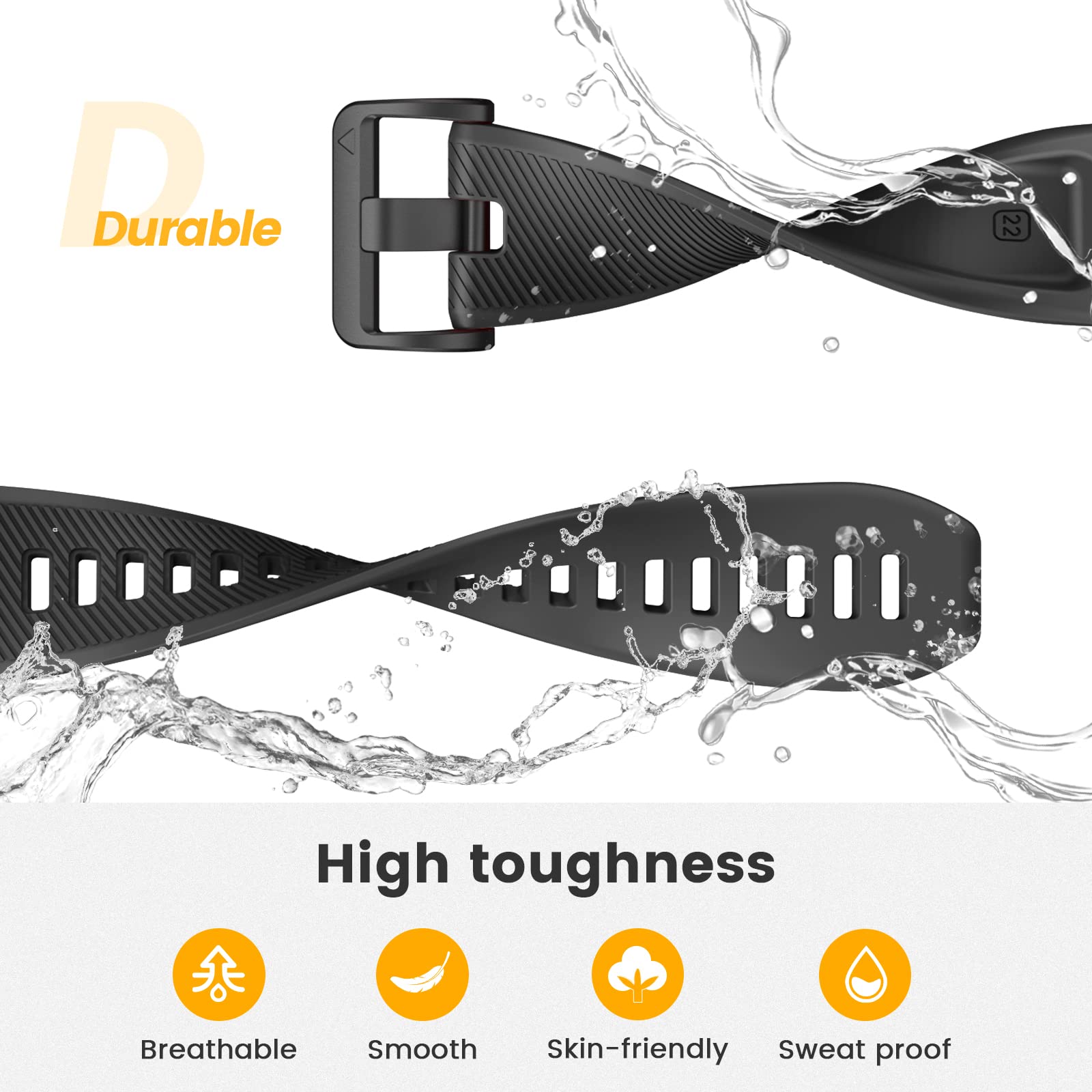 Ancool 22Mm Band Compatible With Garmin Fenix 5 Band ,Soft Sport Skin Friendly Waterproof Fenix 6 Wristband Strap For Approach S