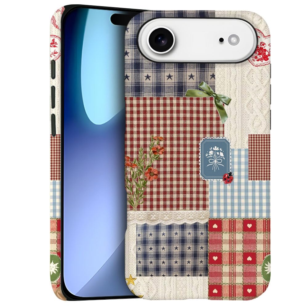 Case for iPhone 17 Air - Slim Fit Anti-Scratch Phone Case for Girl Women - Patchwork Quilt Floral Retro (Frosted)
