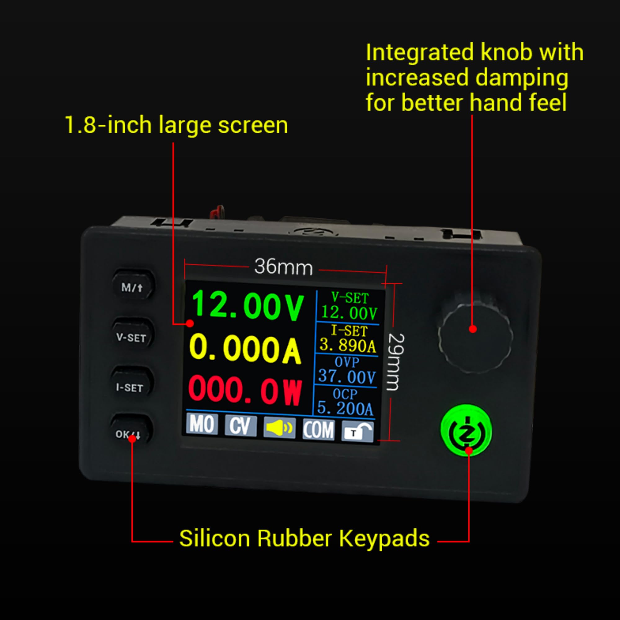 Tkxec Color Display Adjustable 90W Dc Dc Buck Boost Power Converter Cc Cv 0.5 36V 5V 6V 12V 24V Power Module Regulated Laborator