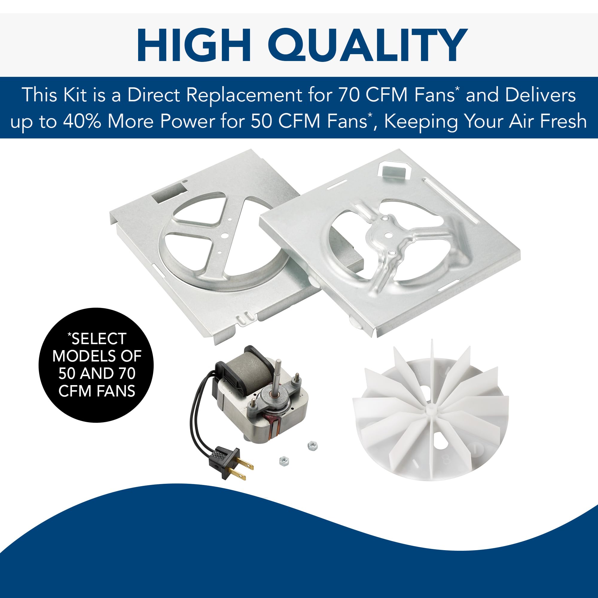 Broan-NuTone RE70BN Bathroom Exhaust Fan Motor Kit, 70 CFM, Easy DIY Replacement, Aluminium, Metal