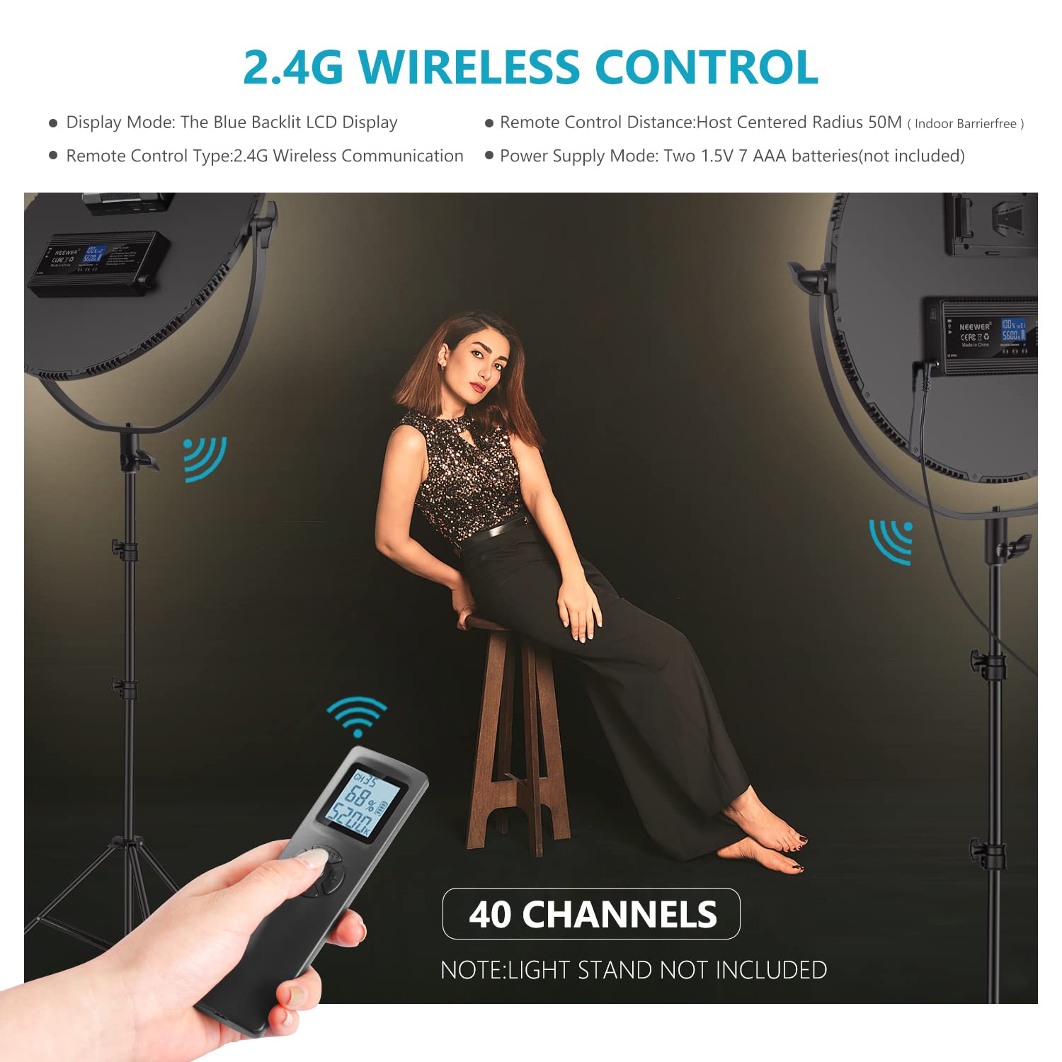 Neewer Led Bi Color Studio Round Lighting, Ultra Thin Studio Edge Flapjack Light, 18''/45.5Cm 70W Dimmable Portrait Light With A