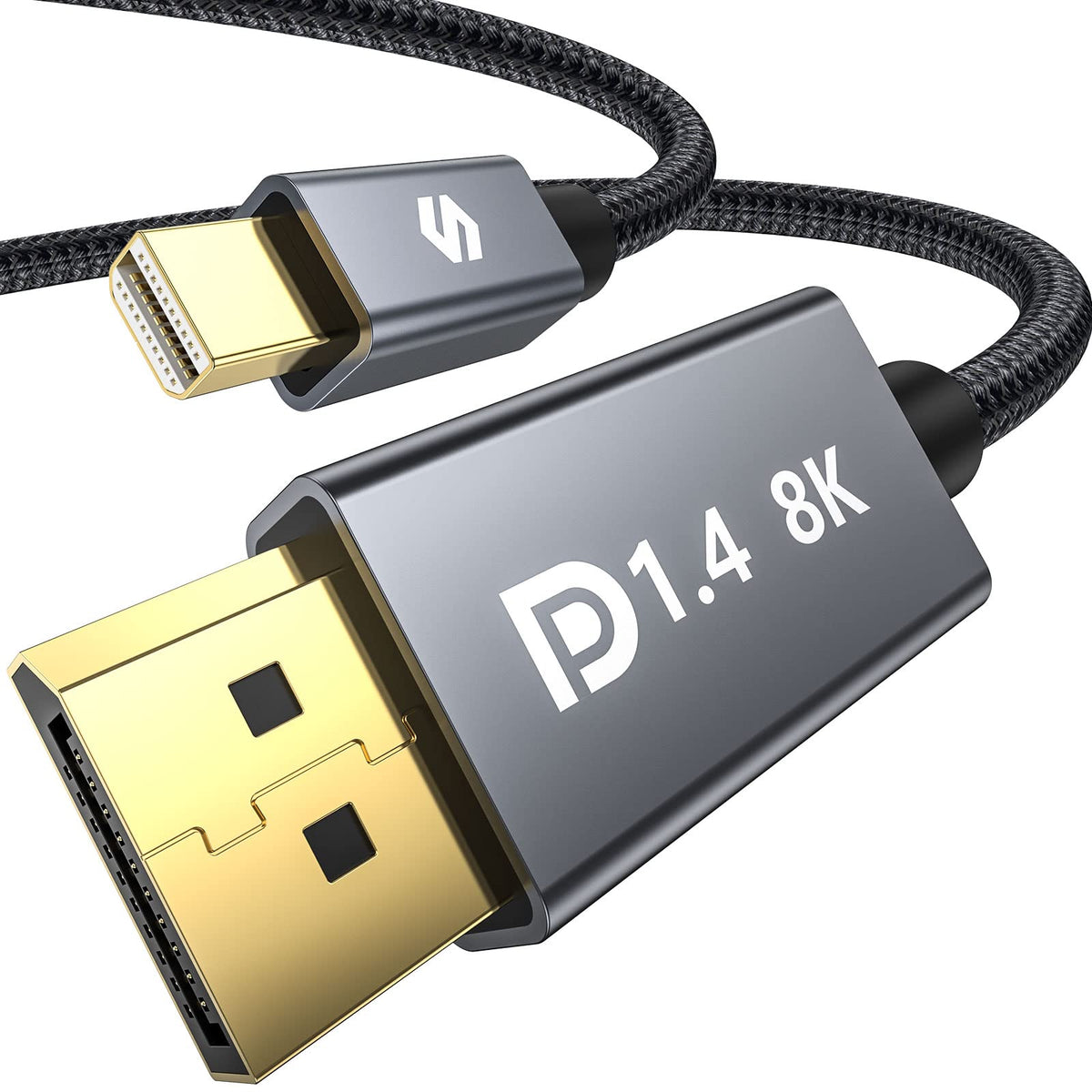 Silkland 8K Mini Displayport To Displayport 1.4 Cable 10Ft [8K@60Hz, 4K@144Hz, 2K@240Hz] Hdr, Dsc1.2, G Sync Freesync, Mini Dp [Thunderbolt 2 Compatible] For Gaming Laptop, Macbook, Imac, Monitor