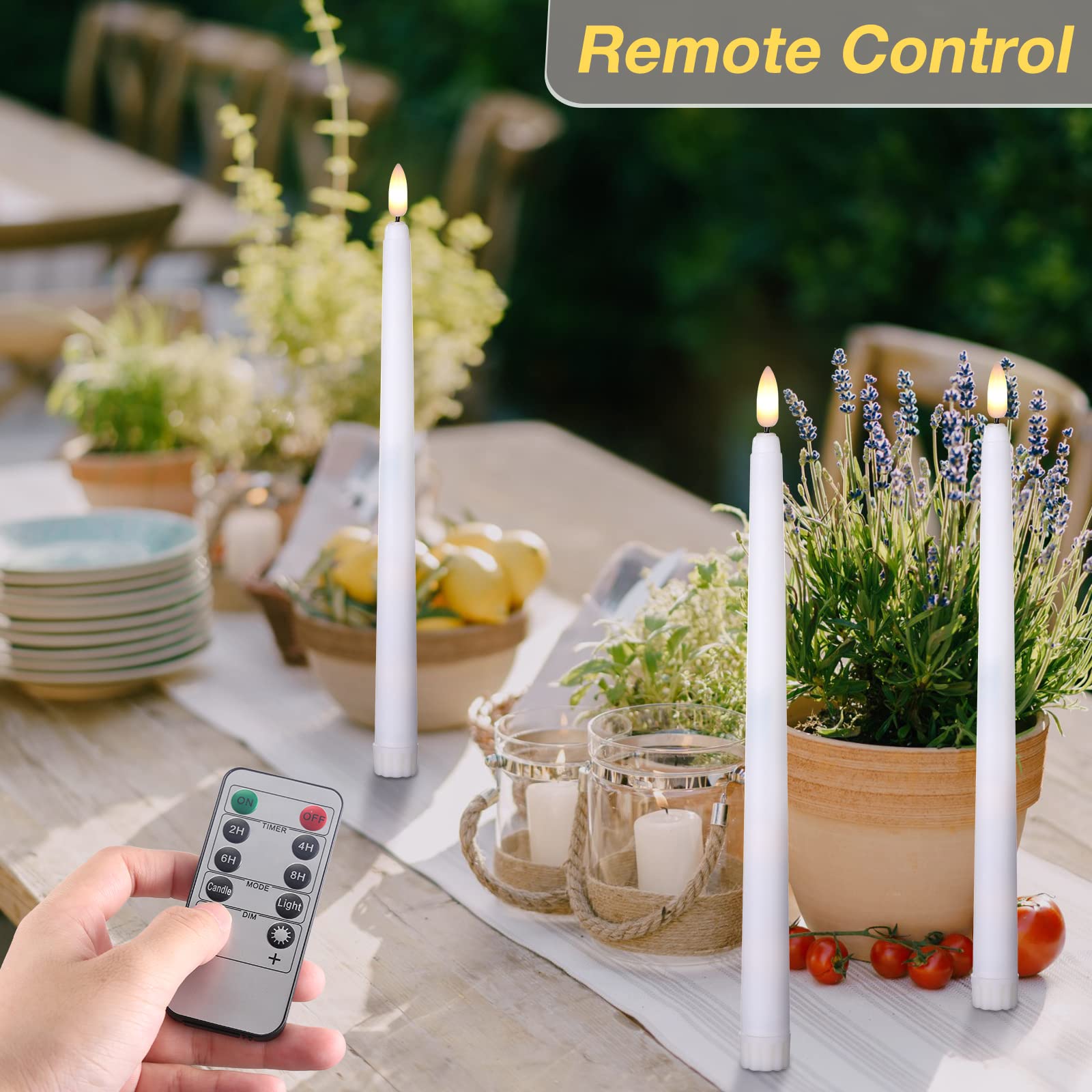 Tuanse 20 Pack White Flameless Taper Candles Bulk Battery Operated Advent Candlesticks With Remote And Timer Long Led Flickering