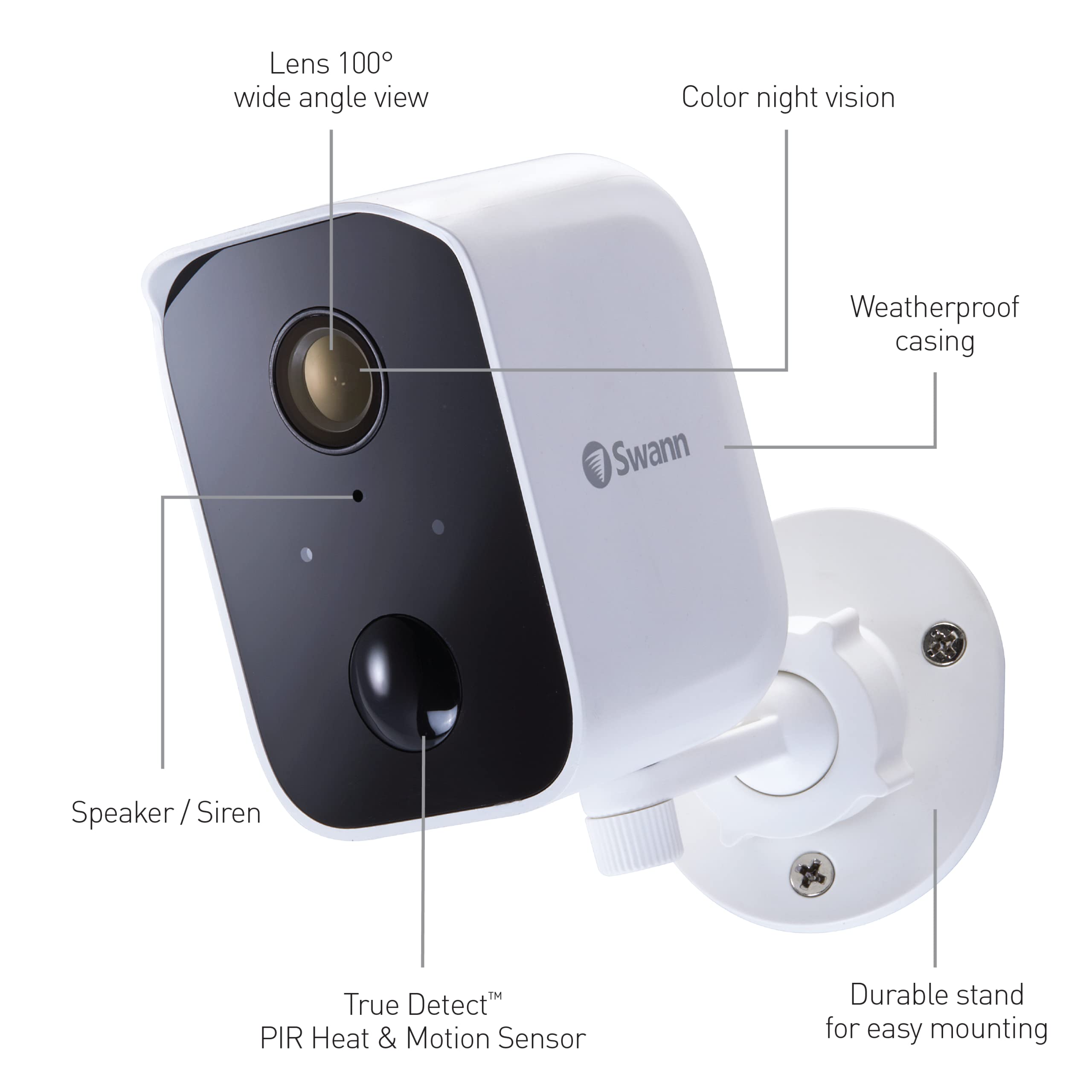 Swann Corecam Wireless Security Camera, 1080P Hd For Indoor/Outdoor Home, 2-Way Talk & Siren, Heat Motion Detection, Night Visio