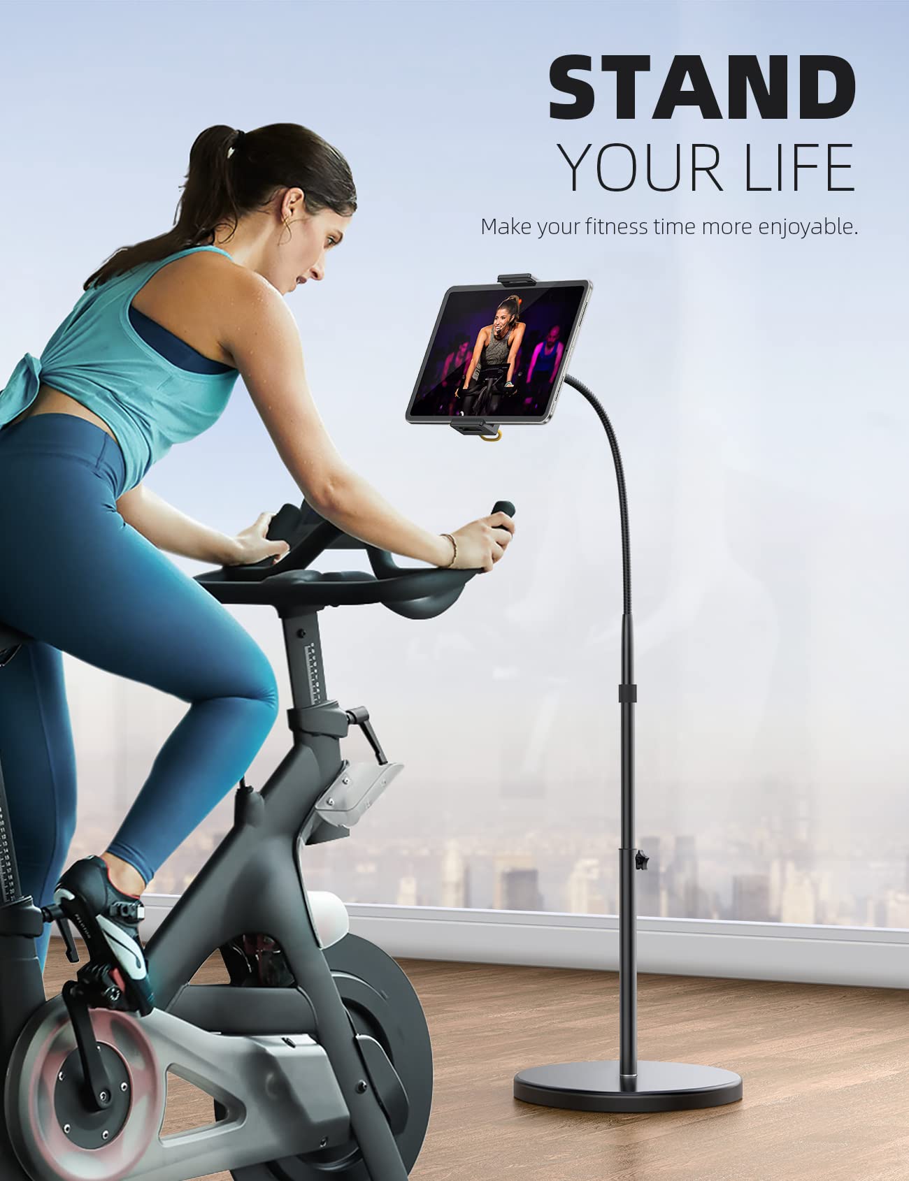 Lamicall Tablet Floor Stand   Gooseneck Swivel Holder Mount With Adjustable Height & 10.6Lb Stable Base, Compatible Ipad Mini Ai