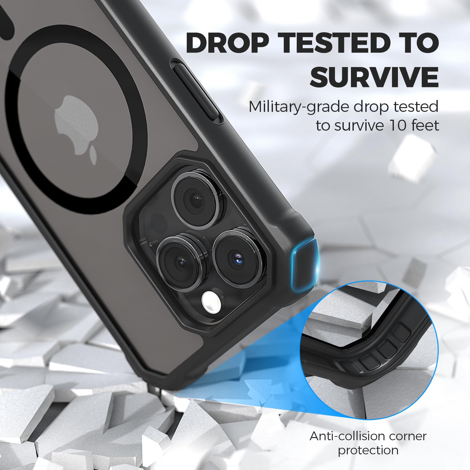 Raptic Air Magnetic For Iphone 15 Pro Case, Shockproof Protective Clear Case, Military Grade 10Ft Drop Tested, Anti Yellowing Te