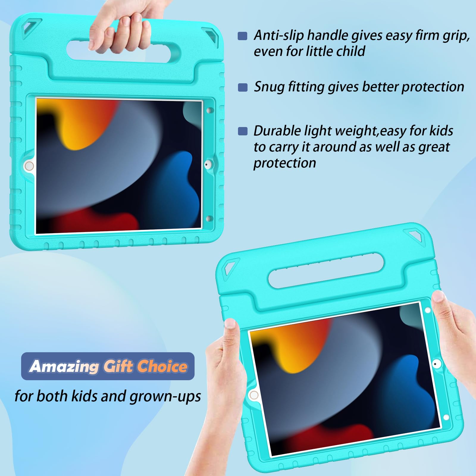 Ltrop Kids Case For Ipad 9Th/ 8Th/ 7Th Generation (2021/2020/ 2019), Ipad 10.2 Case, Shockproof Handle Stand Kids Case For Ipad