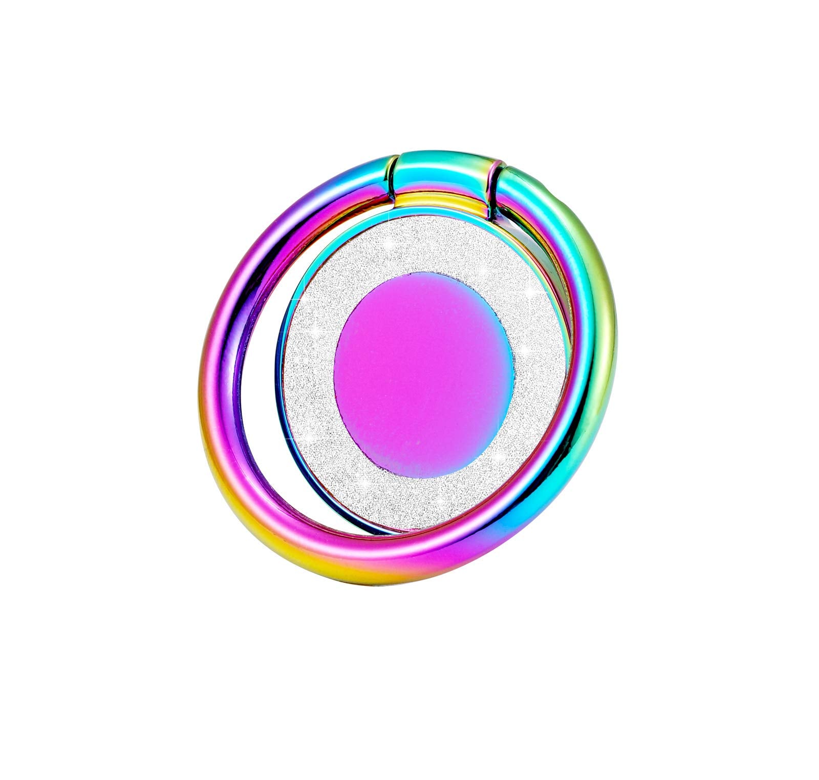 lenoup Rainbow Glitter Bling Bling Phone Ring Holder,Iridescent Sparkle Phone Ring Kickstand,Cell Phone Finger Ring Grip for Alm