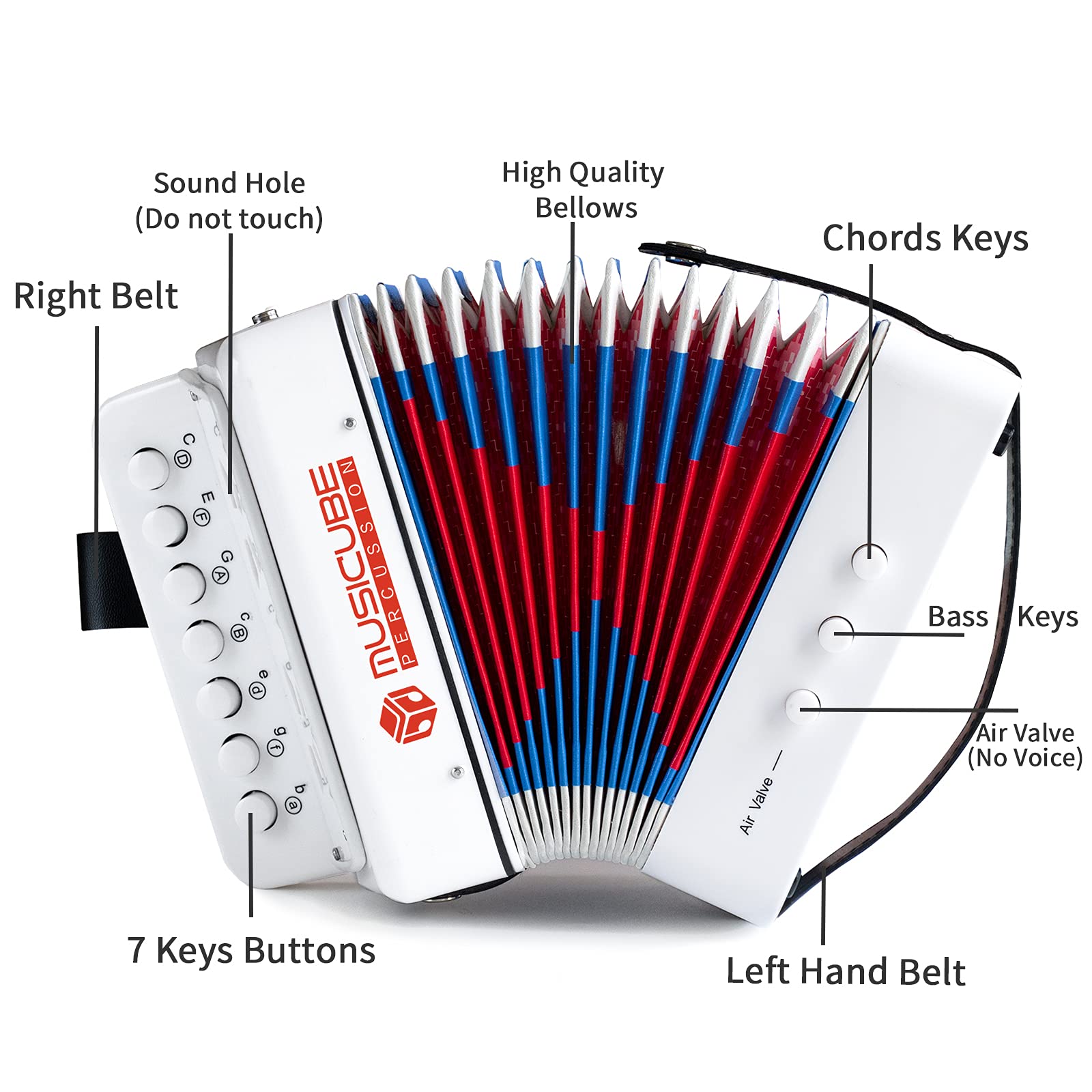 Musicube Kids Accordion Instrument Toys 10 Keys Button Small Accordion For Boys & Girls Educational Musical Instrument Toys Chri