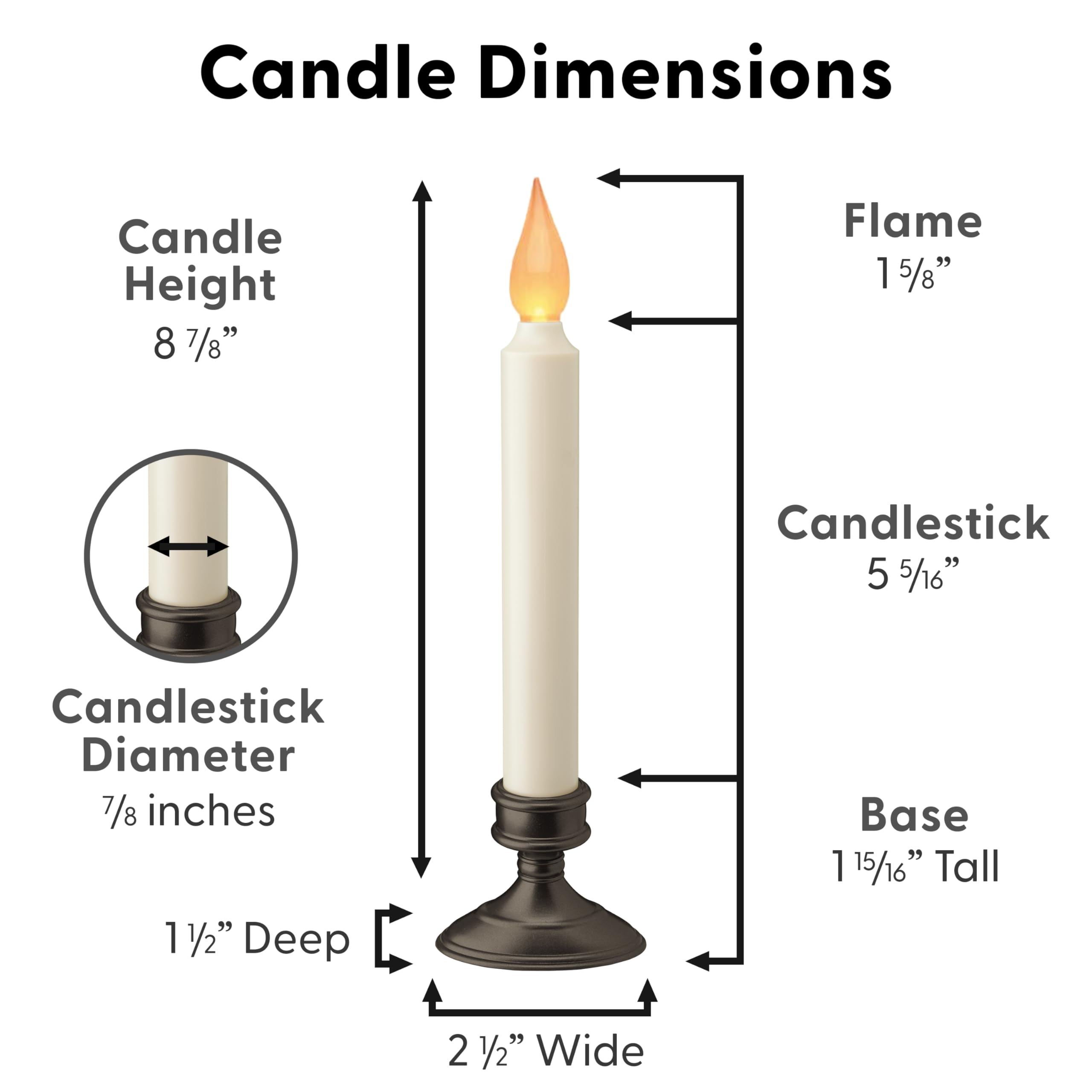 Xodus Innovations Fpc1205A 4 Battery Operated Led Window Candle, Dusk To Dawn Light Sensor, Aged Bronze Plastic Base, Amber Flic
