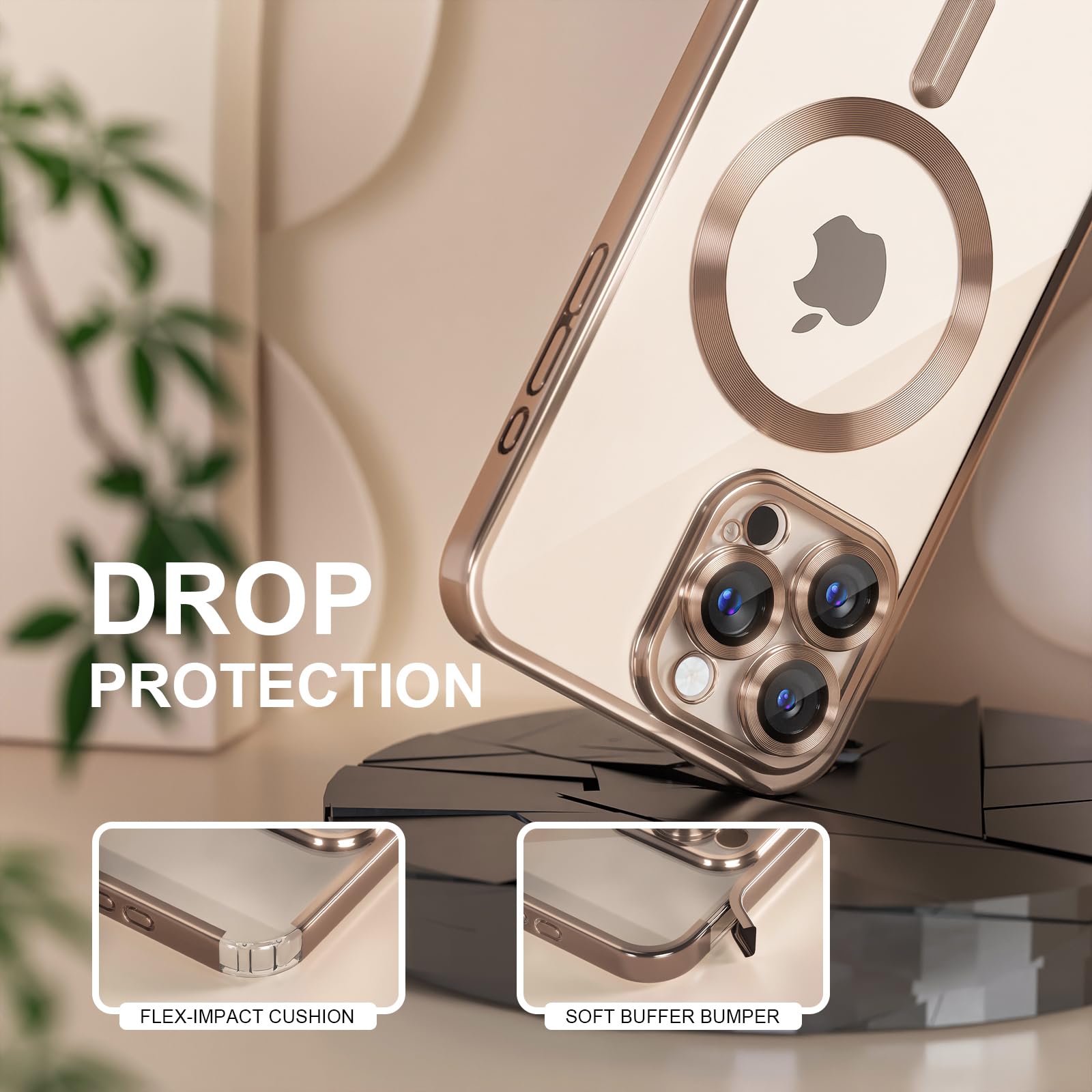 Misea Magnetic For Iphone 16 Pro Case With Magsafe [Never Yellowing] [Military Grade Drop Protection] Full Camera Lens Protector